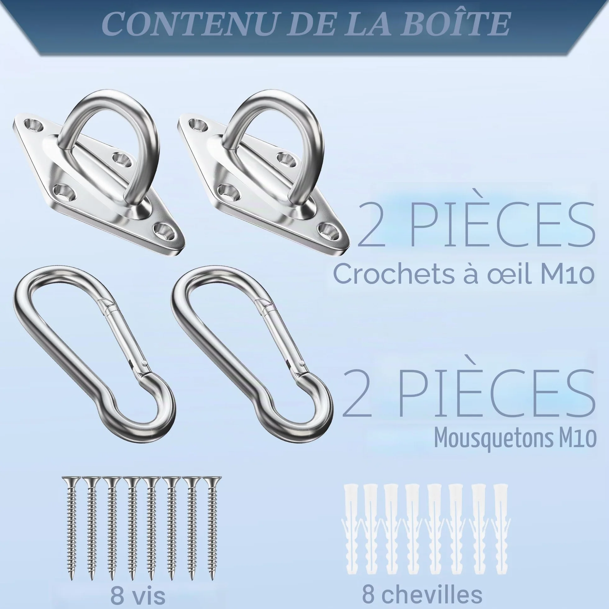 OHIYO Crochet de Plafond Acier Inoxydable 300 kg pour Balançoires Hamacs Auvent