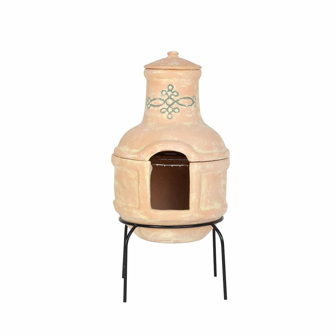 CHARLES BENTLEY Cheminée mexicaine en argile terracotta avec grille BBQ 75x35cm