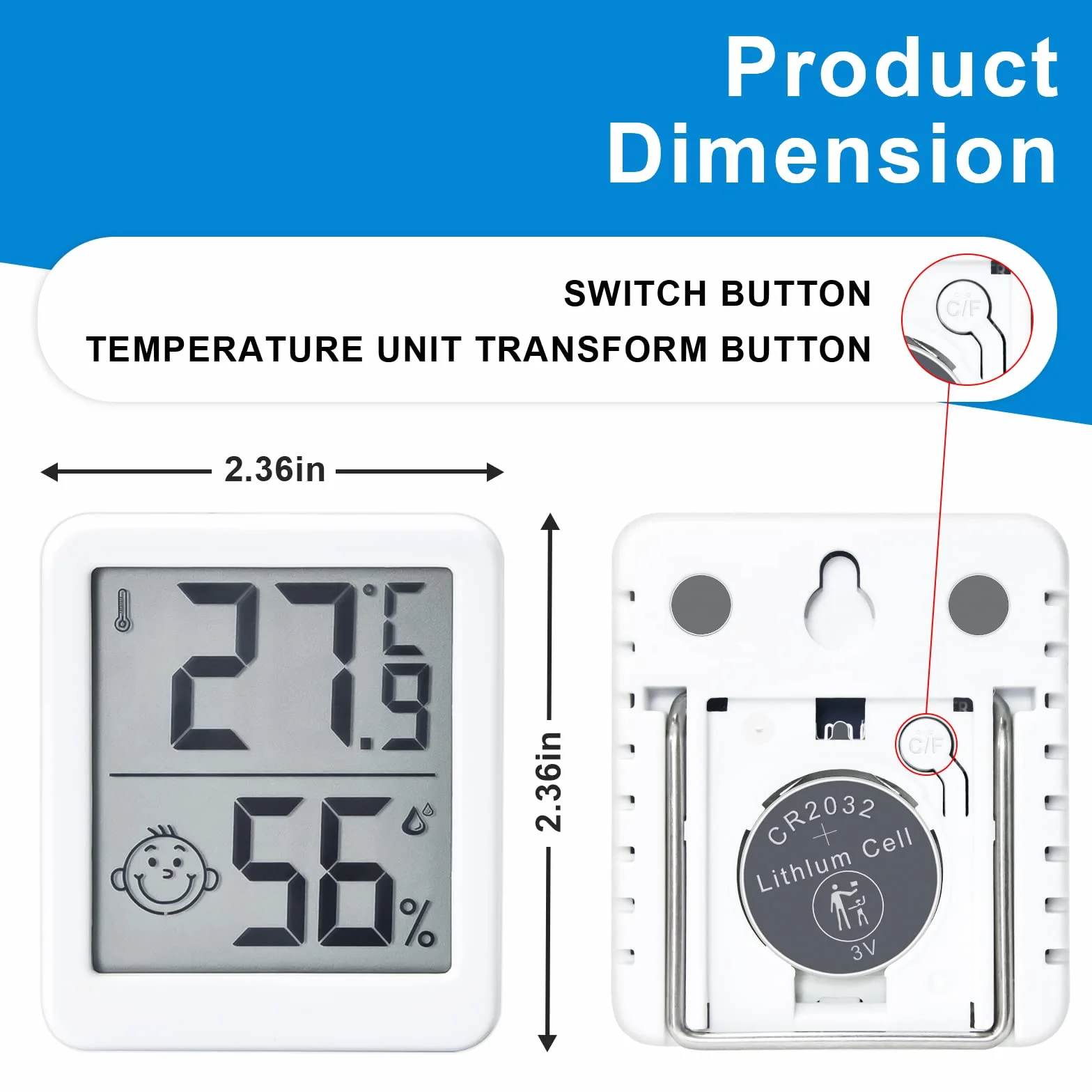 HORJOR Thermomètre numérique Haute Précision Intérieur Hygromètre Grand Écran