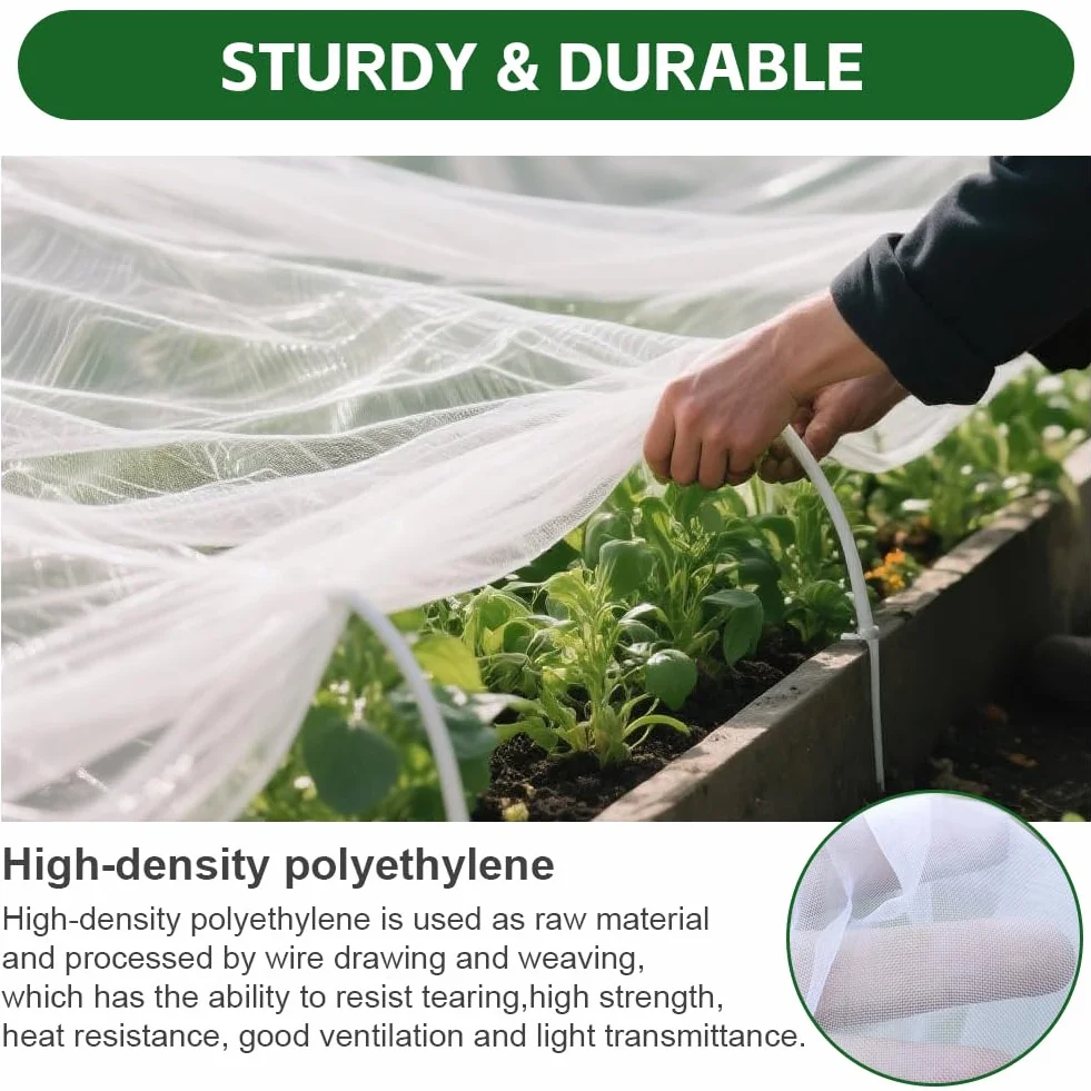 AOOWU Filet de protection pour légumes 2 x 5 m, à mailles fines, contre les oiseaux, blanc