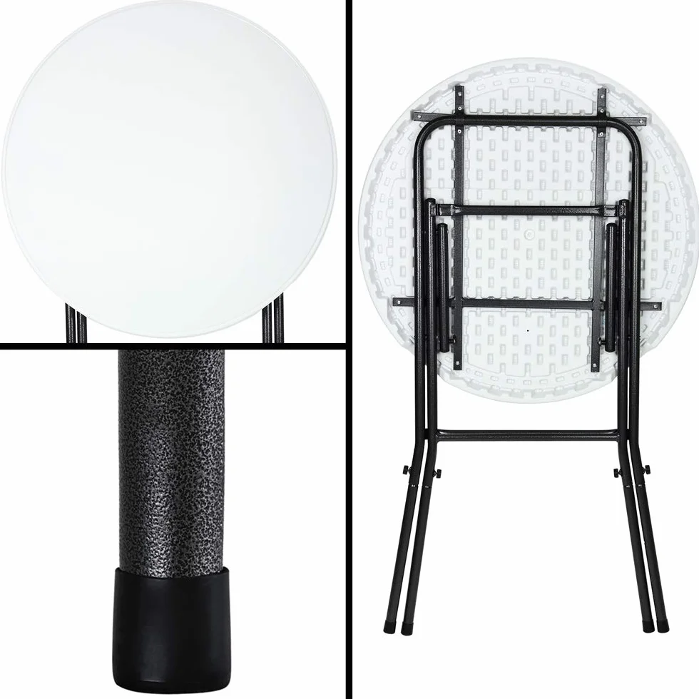 Casaria Table Haute de Bar Pliante Mange-Debout Ø 72 cm Blanc Hauteur 110 cm