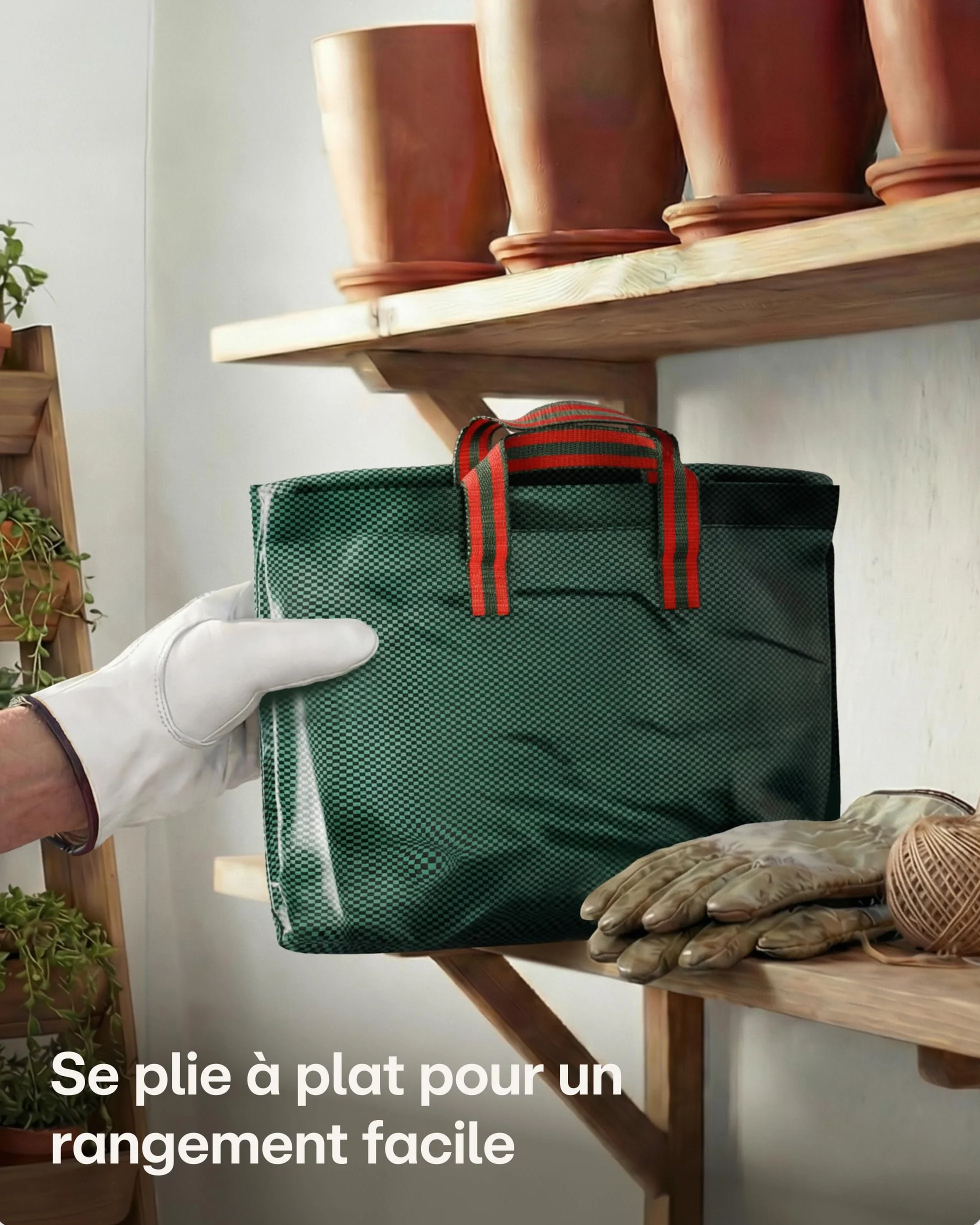 Praknu Sac Jardin Dechets Verts 300L avec Couvercle - Sac Jardinage Réutilisable avec 4 Poignées - Pliable