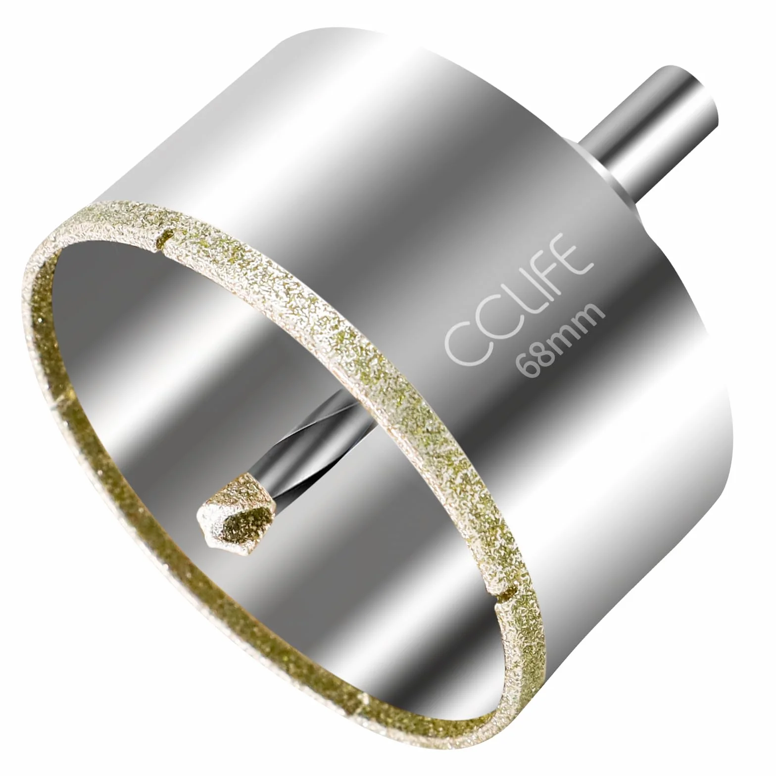 CCLIFE Scie Cloche Diamantée 68mm, Foret Diamanté avec Foret de Centrage, Idéal pour Coupe de Verre, Carrelage, Céramique, Granit, Marbre, Revêtement en Diamant Durable
