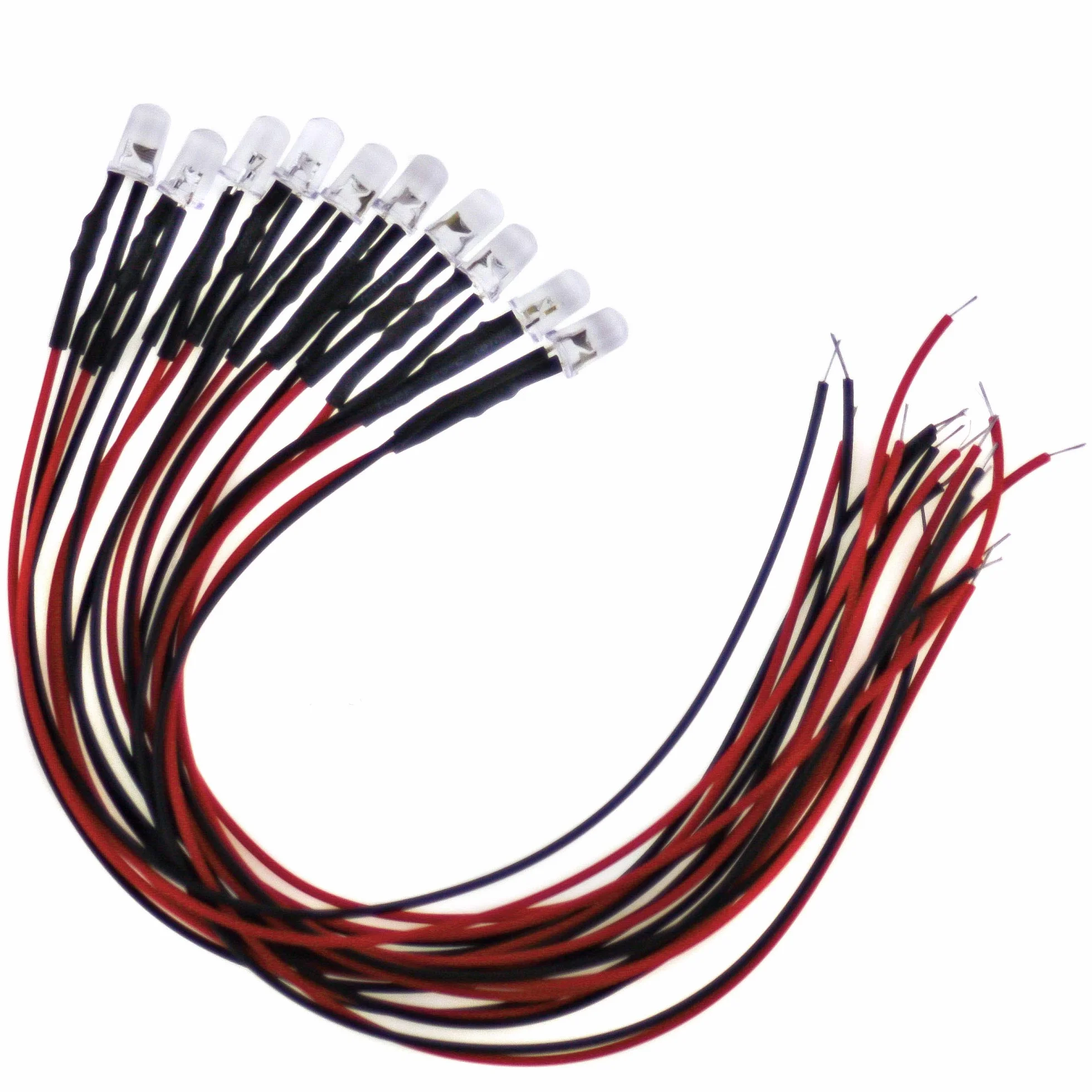 SeKi LED 5mm 24V Rouge avec Câble de Raccordement 20cm Résistance Intégrée