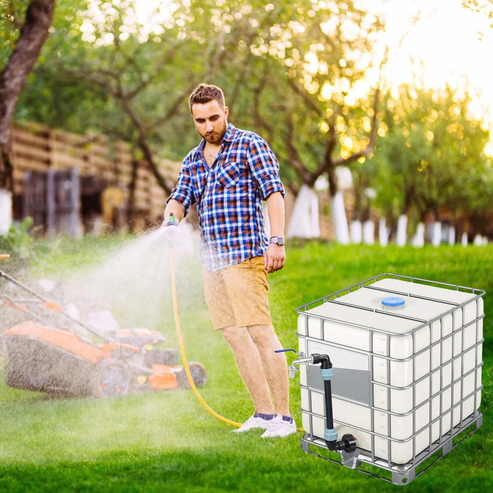 Vaskula Robinet IBC Col de Cygne Cuve 1000L Adaptateur 3/4'' Raccord Kit Réservoir d'eau de Pluie