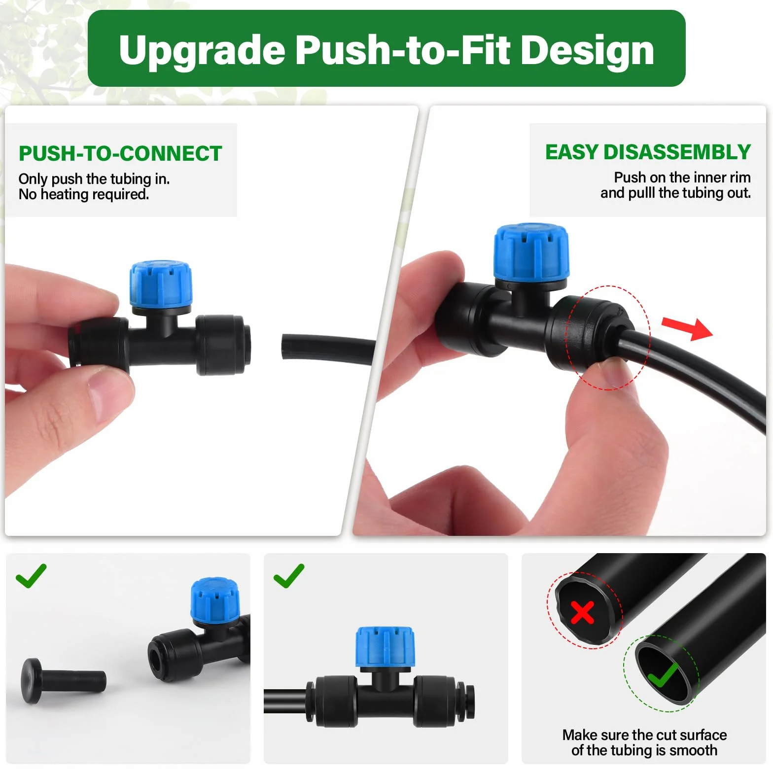 Push-to-Fit Émetteurs d'Irrigation Goutte à Goutte 1/4 Pouce 30Pièces pour Jardin