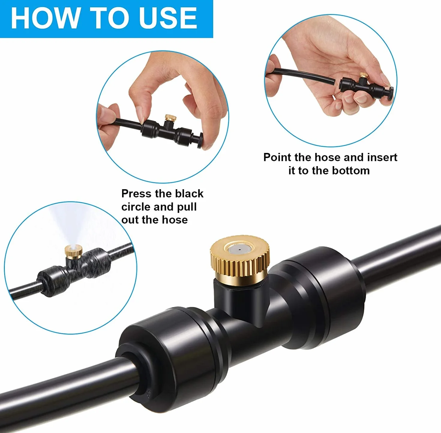 Système de brumisation pour terrasse extérieure 20m 6mm 15 buses T Noir