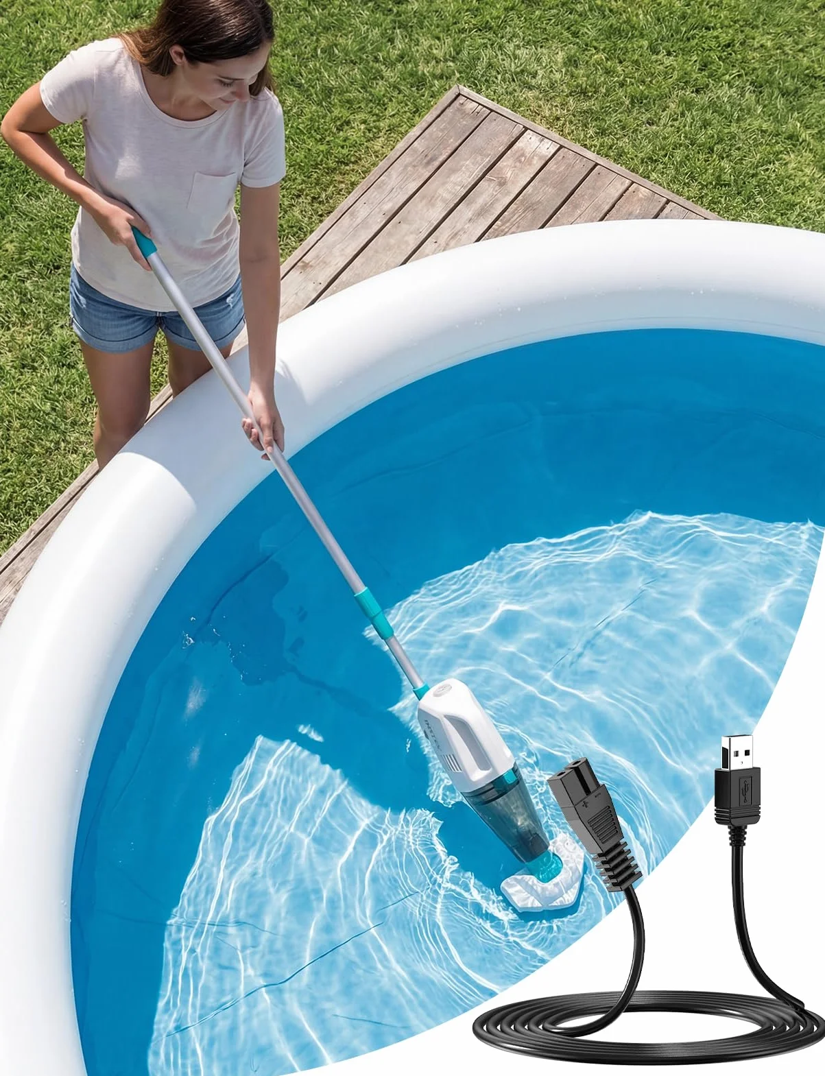Mellbree Câble de charge USB 2m pour aspirateur de piscine Intex ZR100 28626 28620 NP