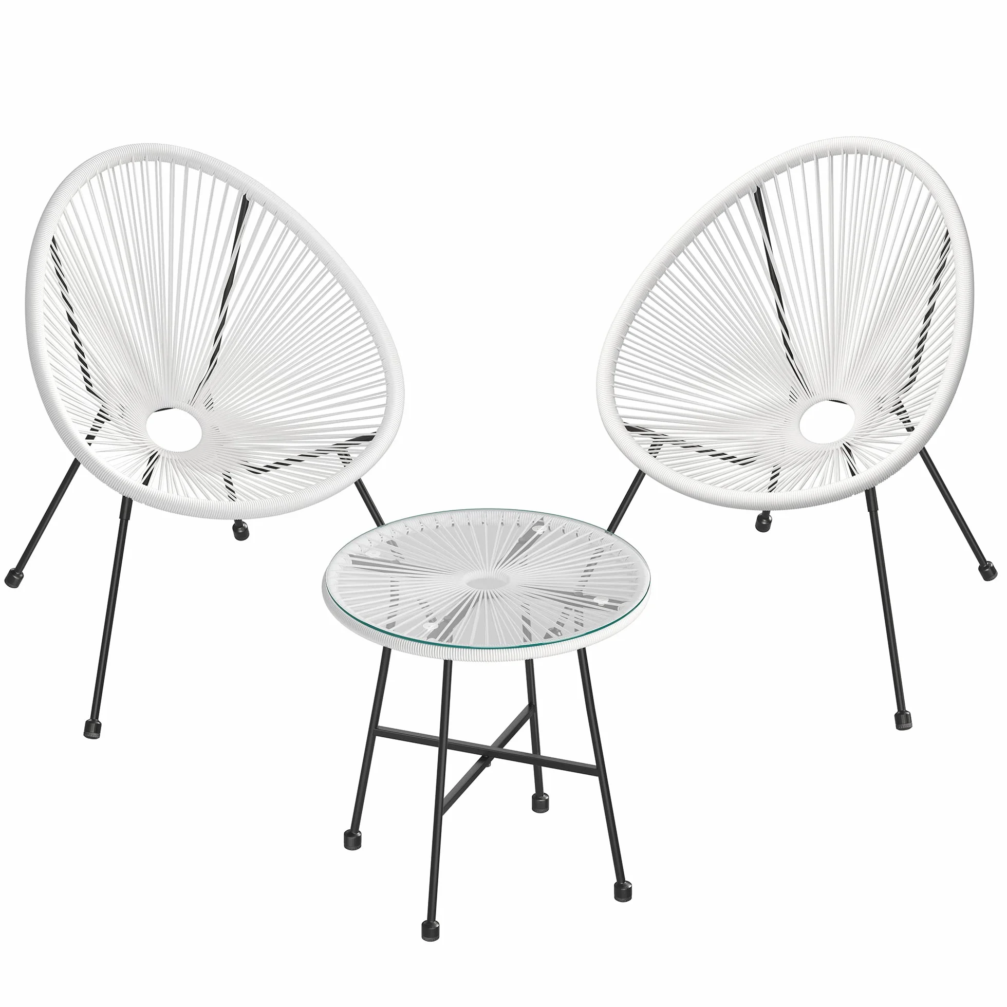 SONGMICS Salon de Jardin Acapulco Blanc GGF013W02