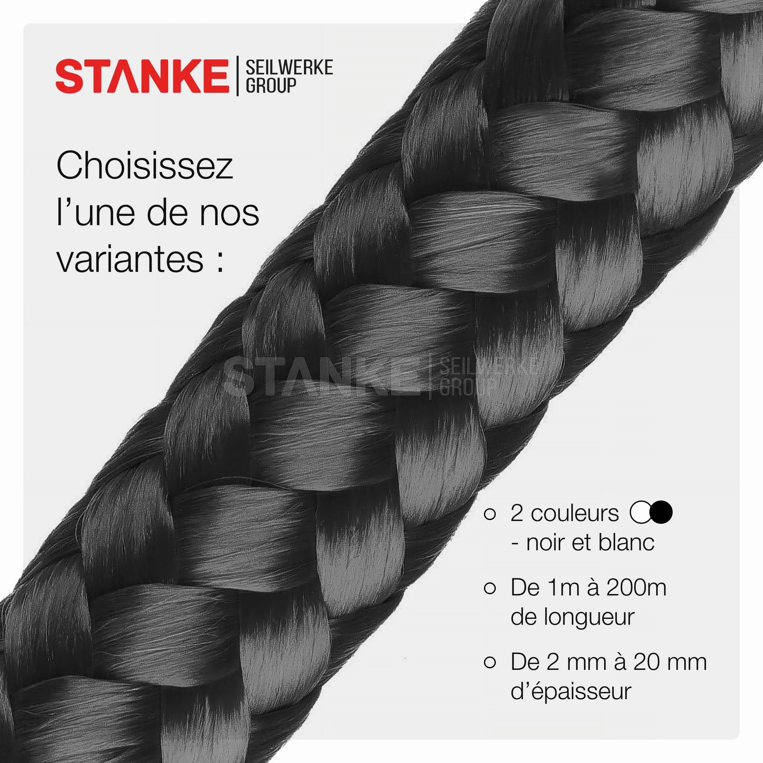 Seilwerk STANKE Corde polypropylène Noir 4mm 10m - Ficelle Jardin pour Attacher Les tomates - Corde extérieur de Camping - Cordelette résistante aux UV