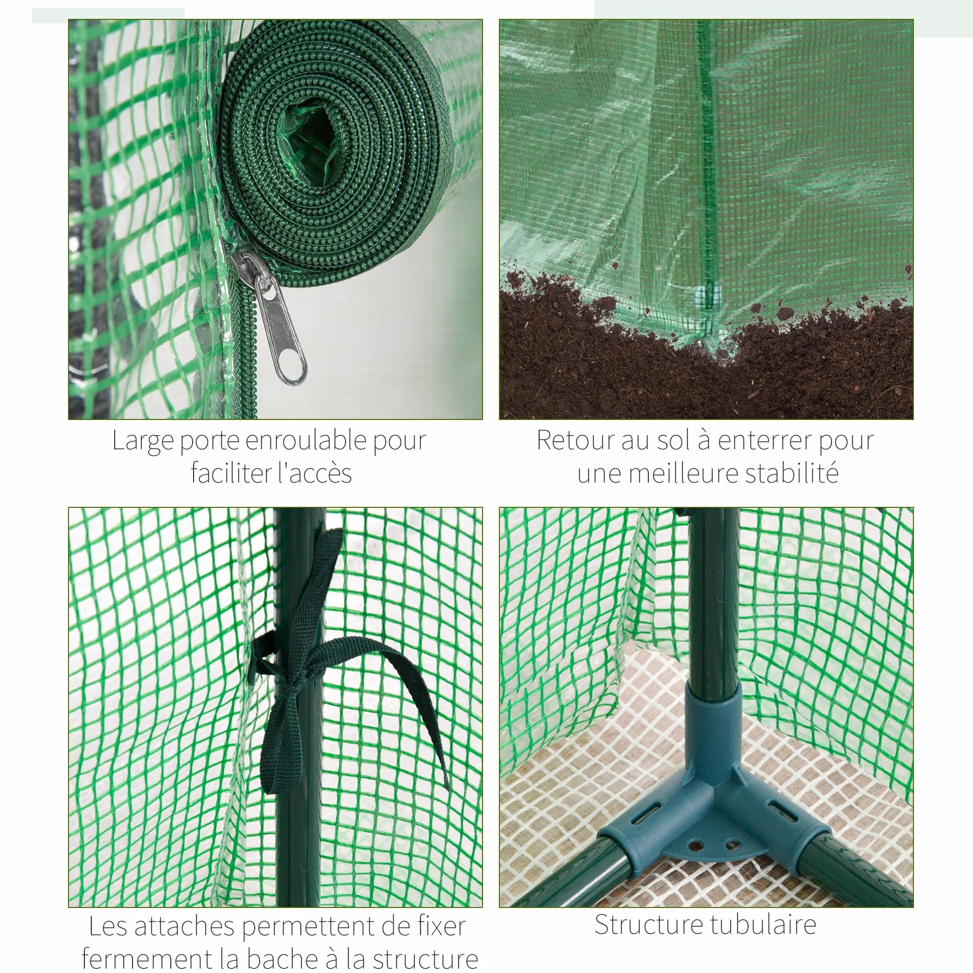 Outsunny Serre de Jardin 100x50x150 cm Vert, bâche renforcée PE, châssis en Acier, Porte zippée