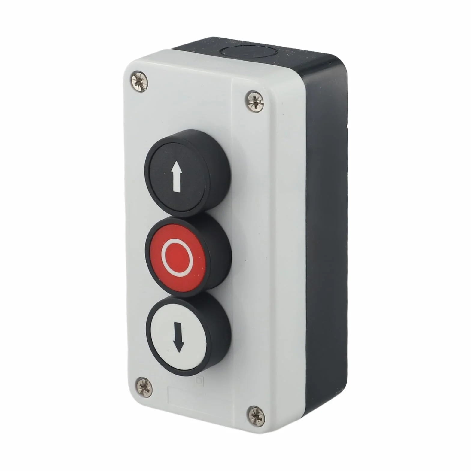 Boîtier de commande à bouton poussoir avec trois positions et design étanche pour une gestion électrique fiable