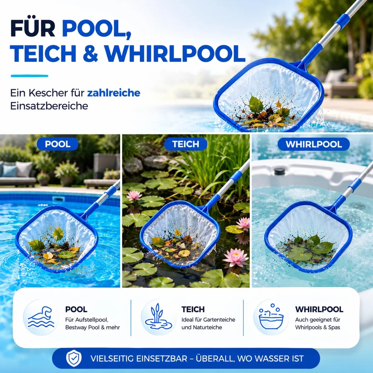 Épuisette de piscine avec manche télescopique 105 cm – pour piscine et étang, Bestway