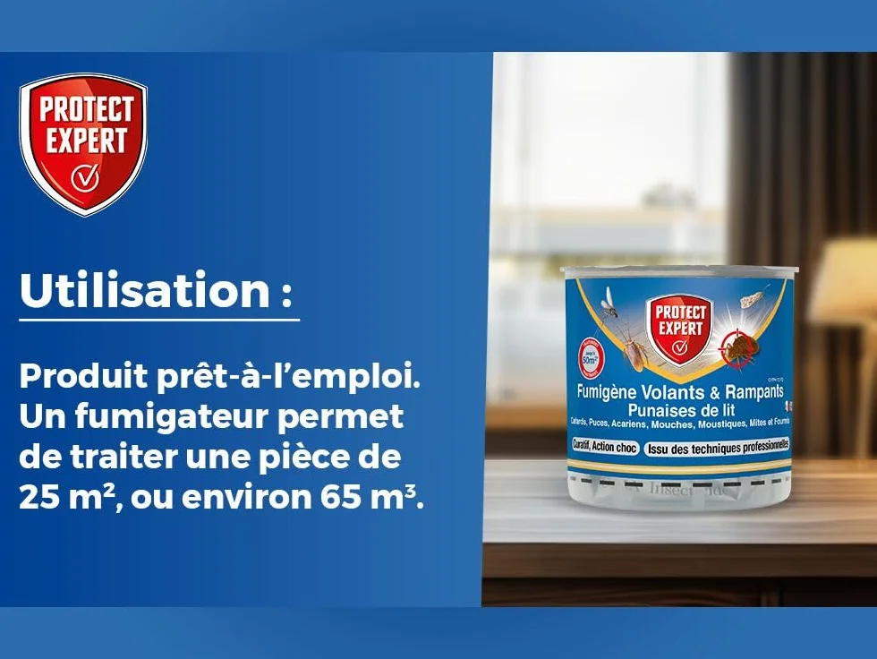 PROTECT EXPERT Lot de 2 Fumigènes Anti-Punaise De Lit 10g - Élimine Larves Punaises Acariens Action Choc