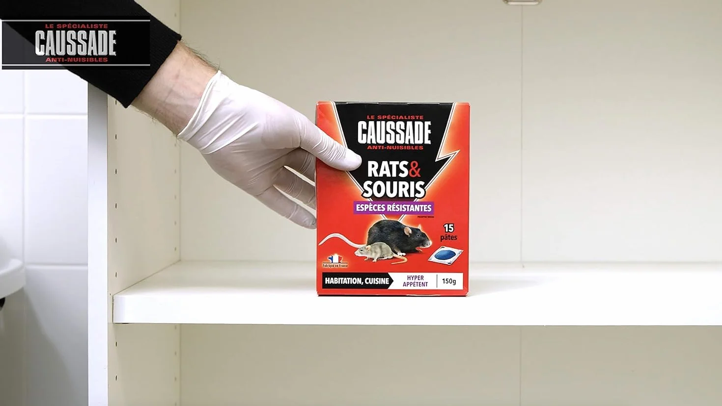 Caussade Anti Rats & Souris 15 Sachets pâtes 150g Espèces résistantes Lieux secs & humides