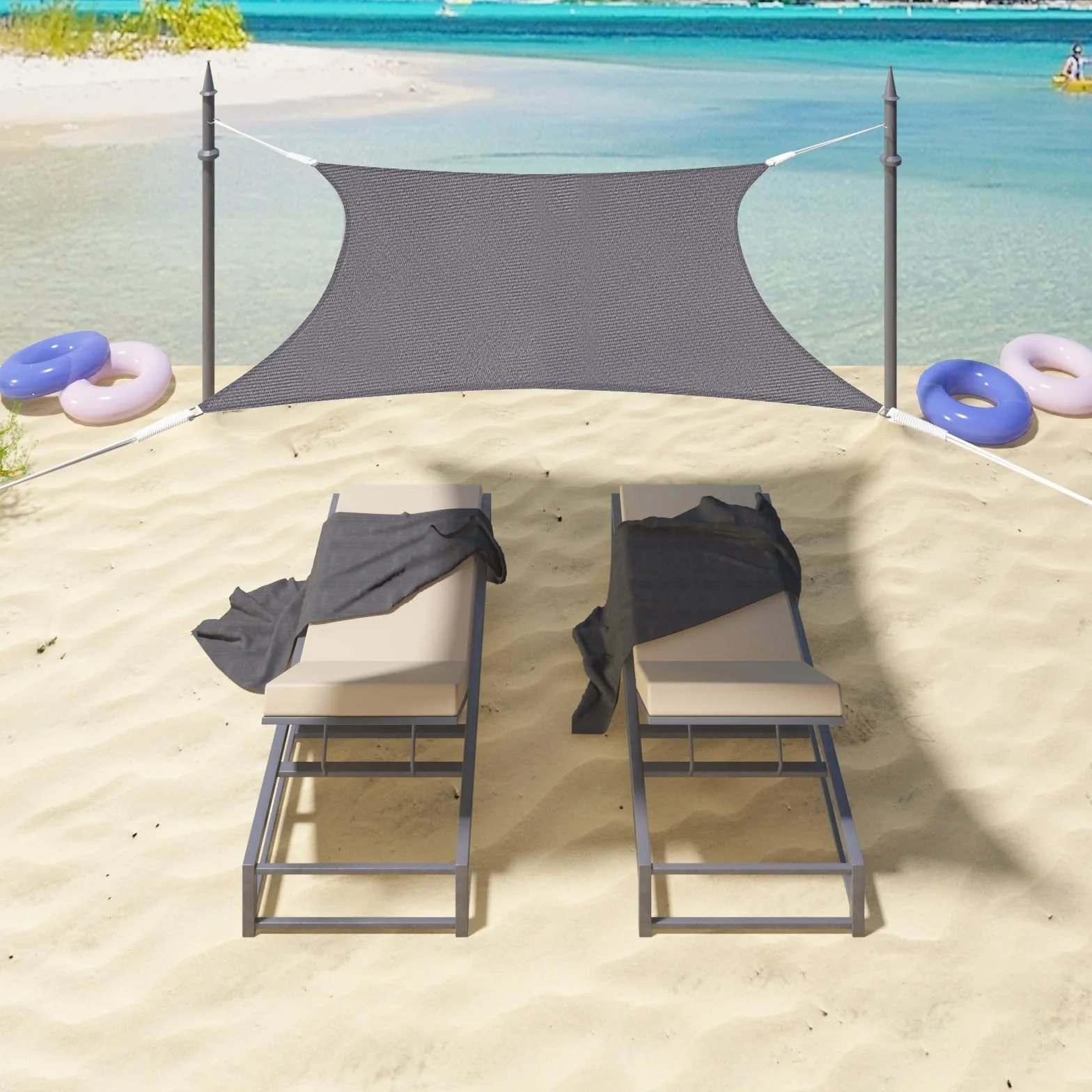 WOLTU Voile d'ombrage rectangulaire 3x5 m Imperméable Anti UV 93% Polyester Gris Jardin Terrasse