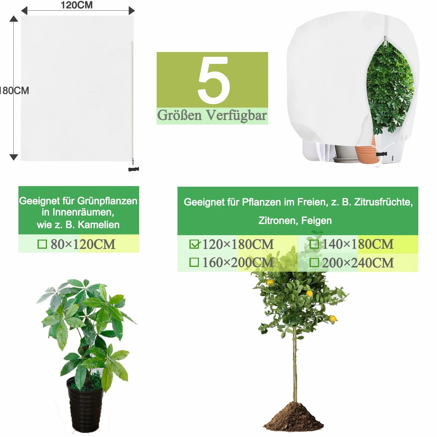 Housse Hivernage Plante 85g/m² Protection Plante Hiver Olivier Palmier Arbre 120x180cm