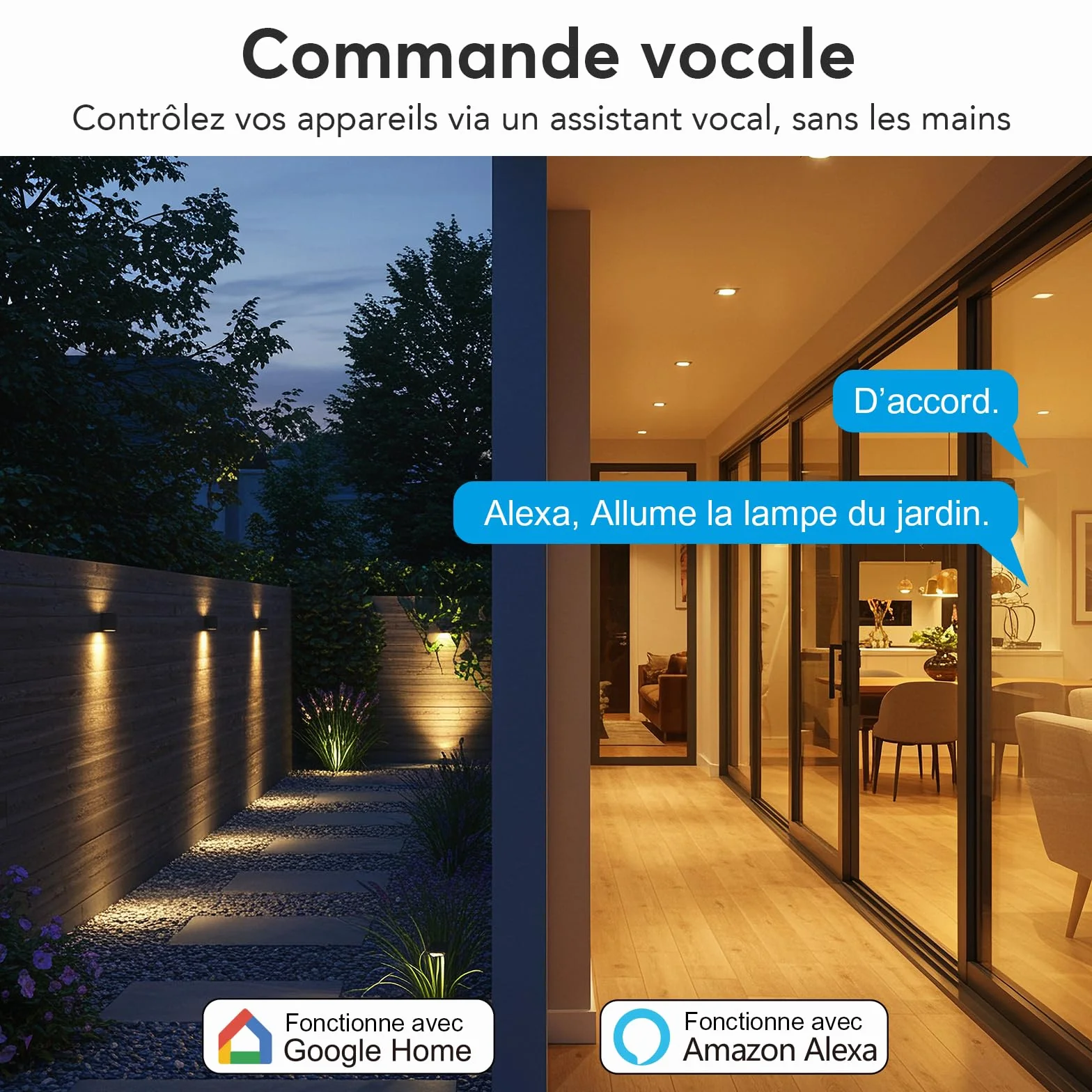 EIGHTREE Prise Wi-Fi d'extérieur - Minuterie d'extérieur - Avec mesure du courant IP44 - Étanche - Avec minuterie, télécommande et commande vocale - Compatible avec Alexa et Google Home