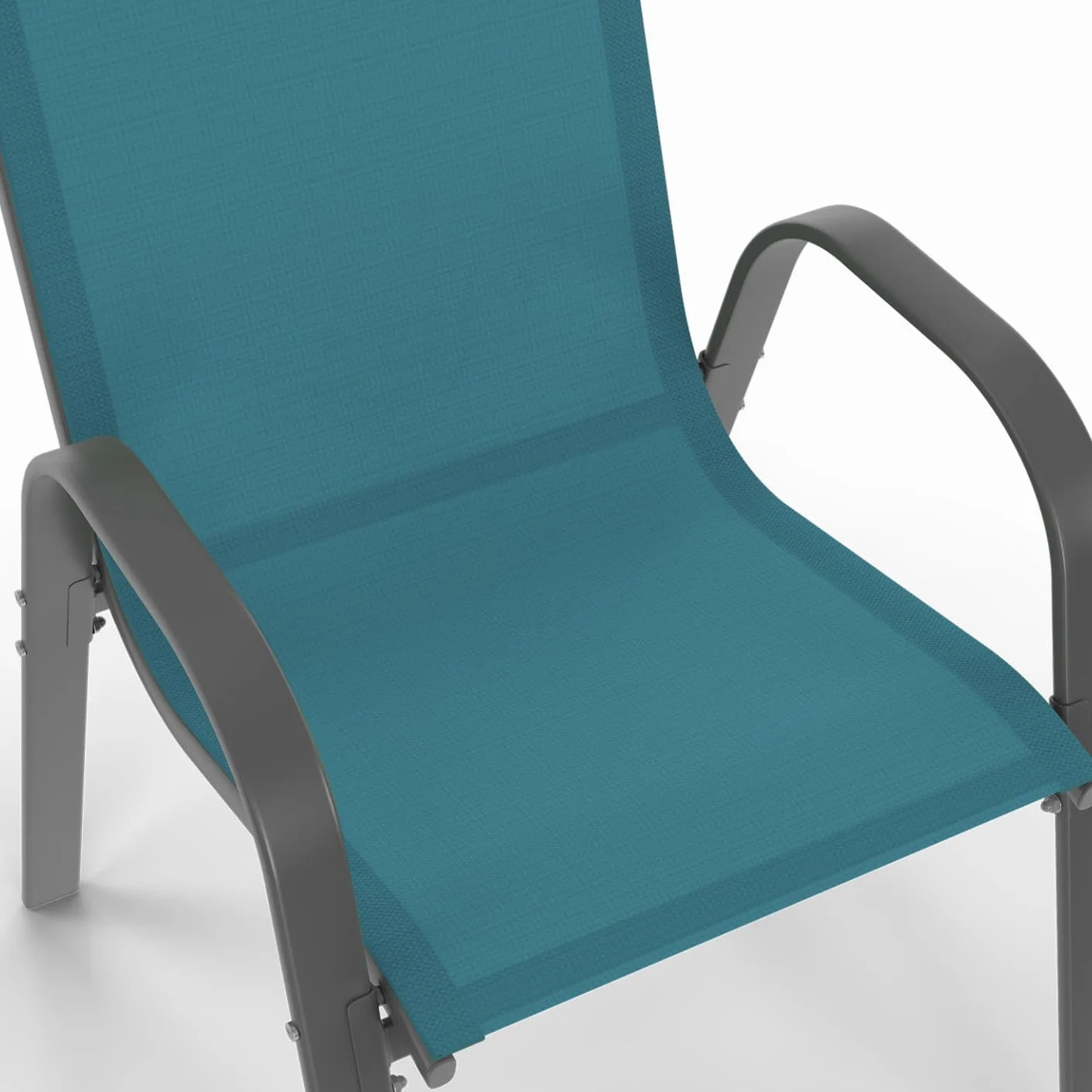 Salon de Jardin Madrid Table 190 CM 8 Chaises Empilables Bleu Canard