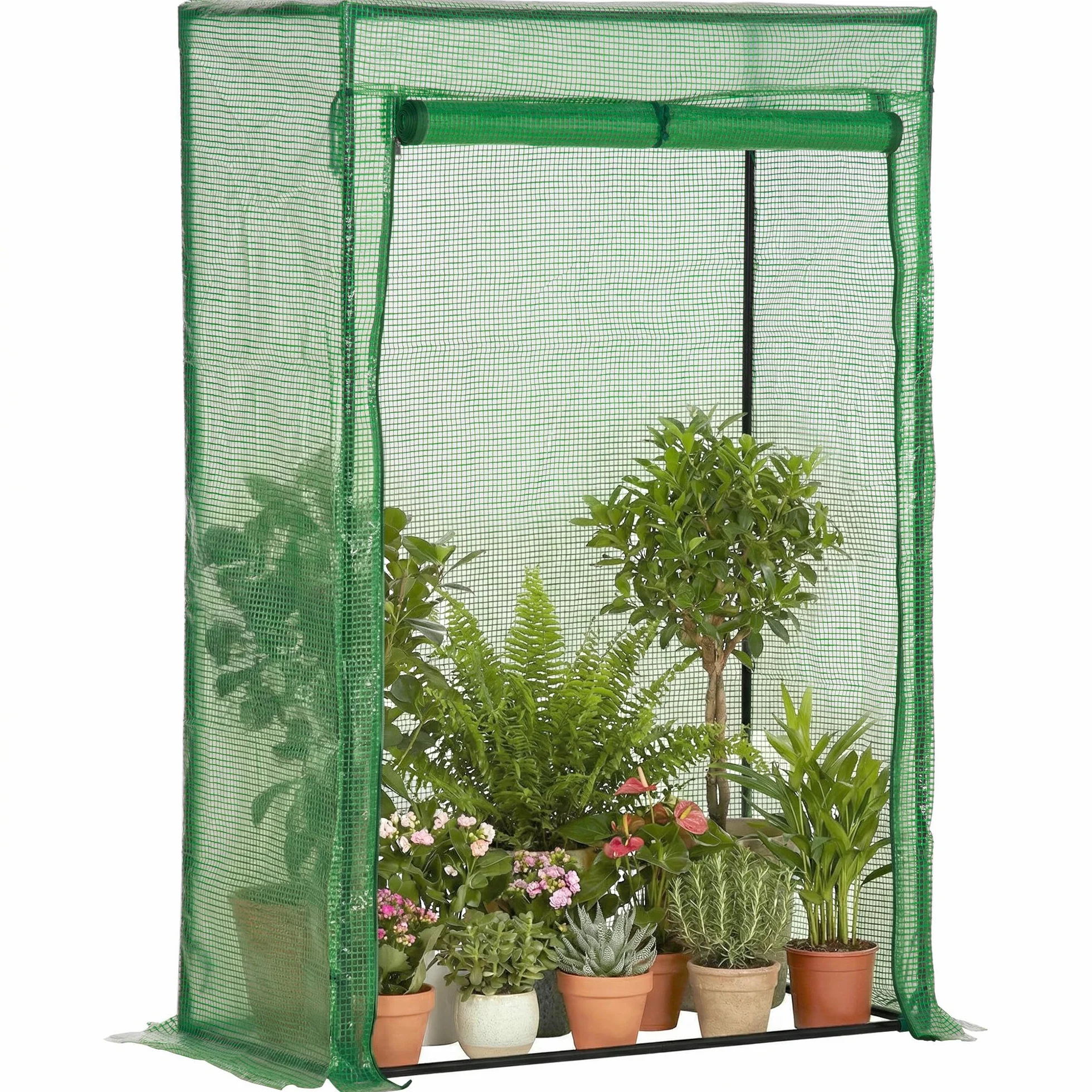 Outsunny Serre de Jardin 100x50x150 cm Vert, bâche renforcée PE, châssis en Acier, Porte zippée