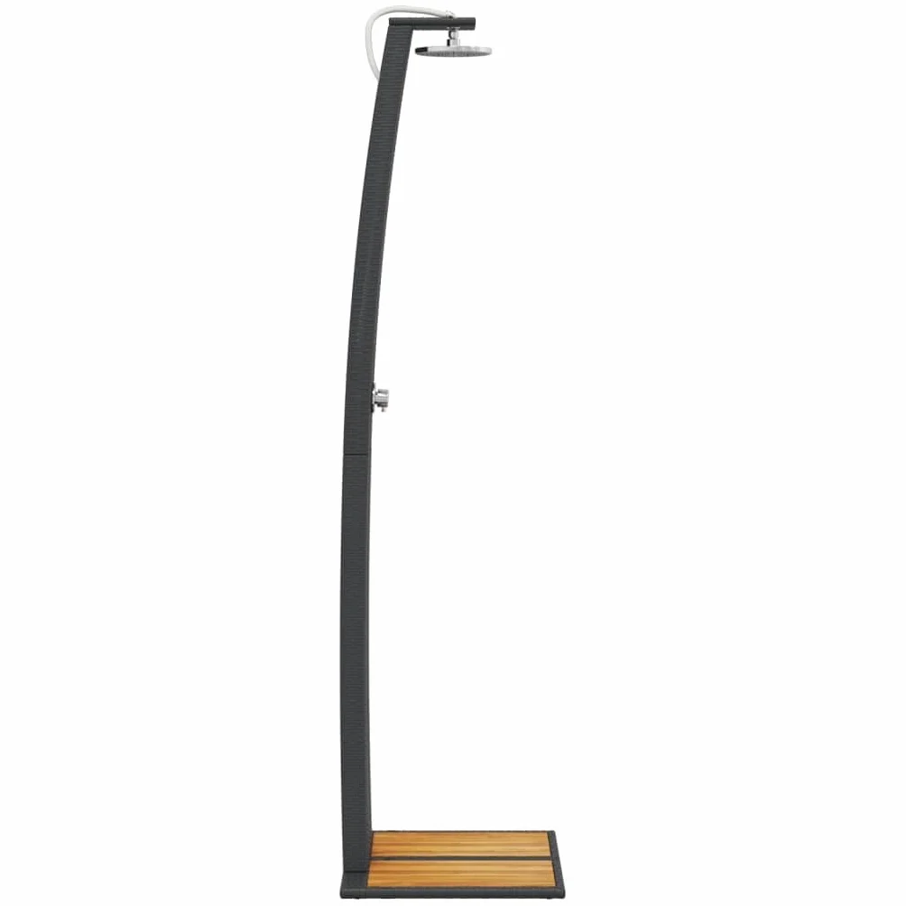 vidaXL Douche d'Extérieur Meuble de Jardin Noir Résine Tressée Bois Acacia