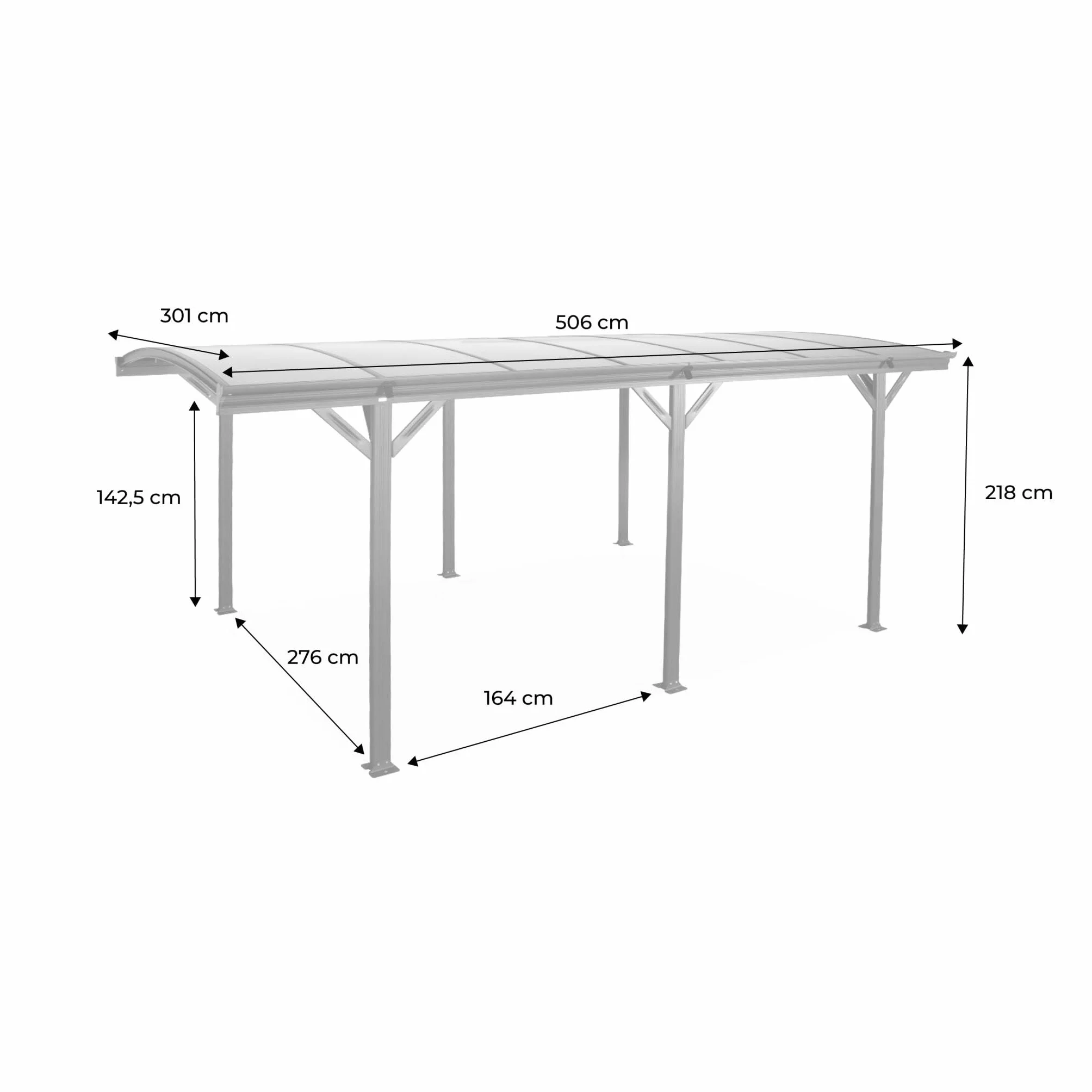 Alice's Garden Carport Aluminium Anthracite Polycarbonate Le Mans 5x3m abri Voiture 500x300x220 cm