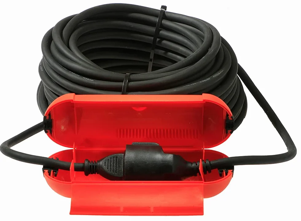 as - Schwabe Boîtier de Sécurité Fiche et Prise 2PT+T Protection contre les Influences Extérieures Parfait en Extérieur Avec Crochet de Suspension Pratique Rouge I 48707