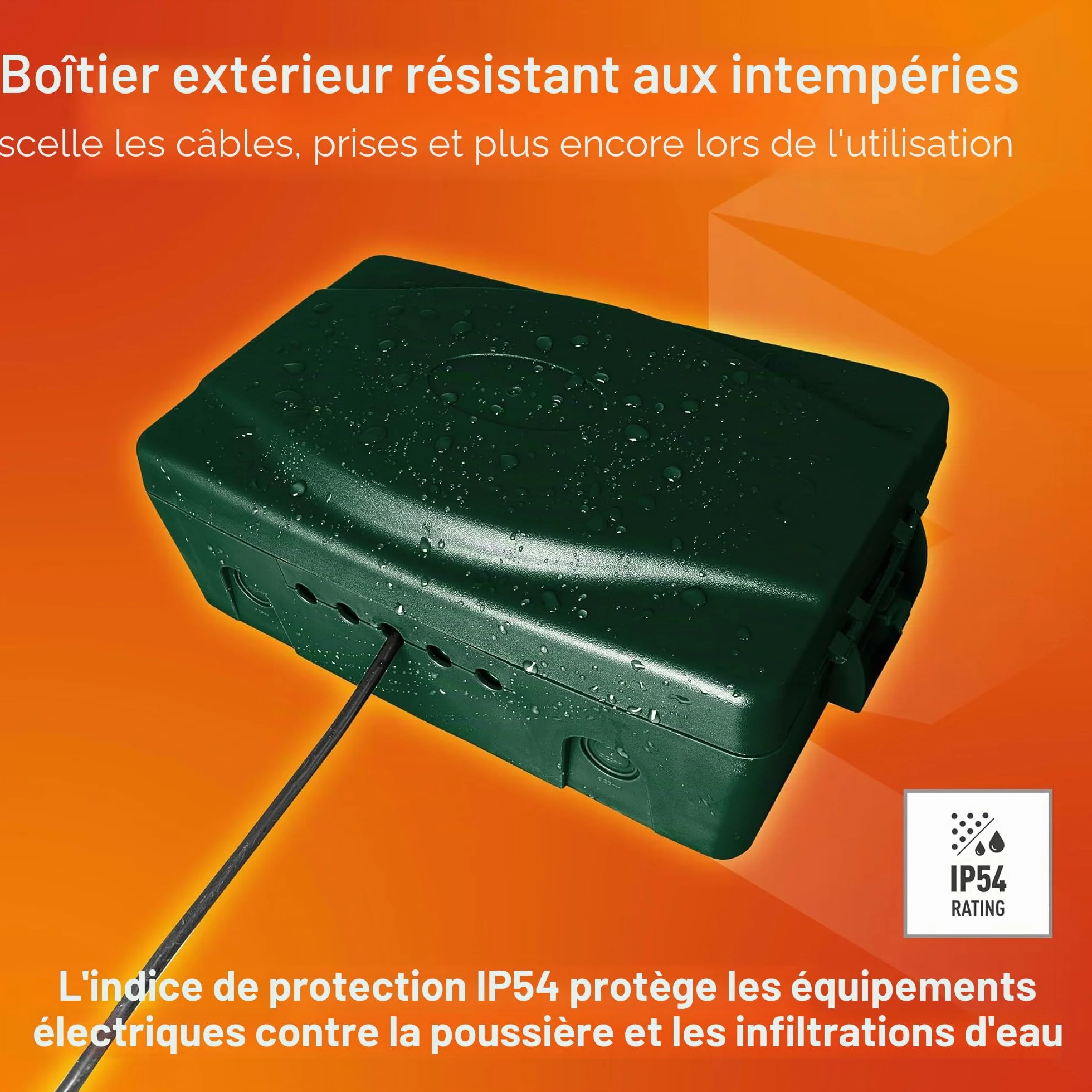 Masterplug Boîte électrique résistante aux intempéries pour l'extérieur - Vert, 345 x 220 x 126,5 mm