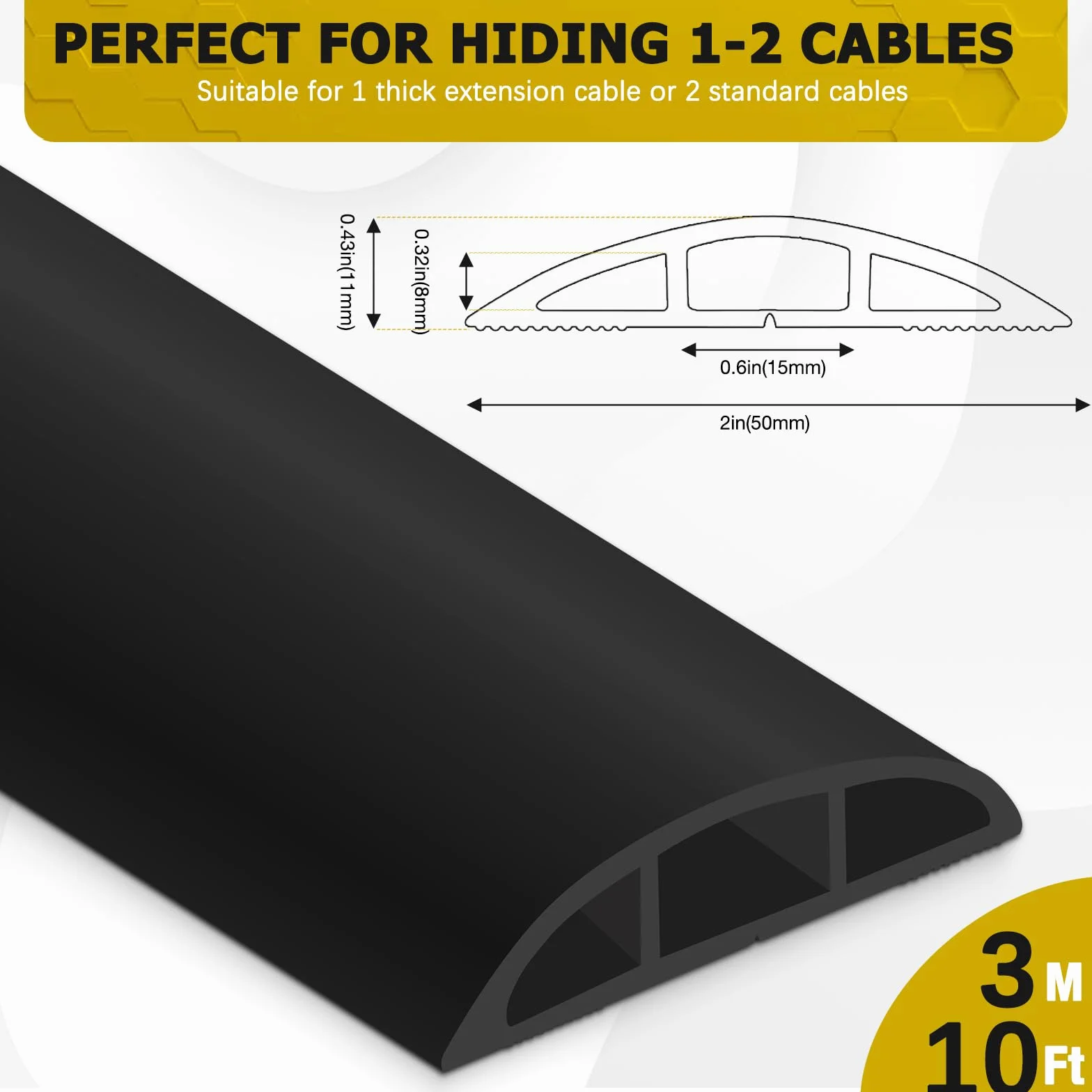 Passe Cable Sol Cache Cable Sol Auto-Adhésif 3M Cache Cable Sol Facile à Couper pour la Maison, Le Bureau, l'École, Les Concerts