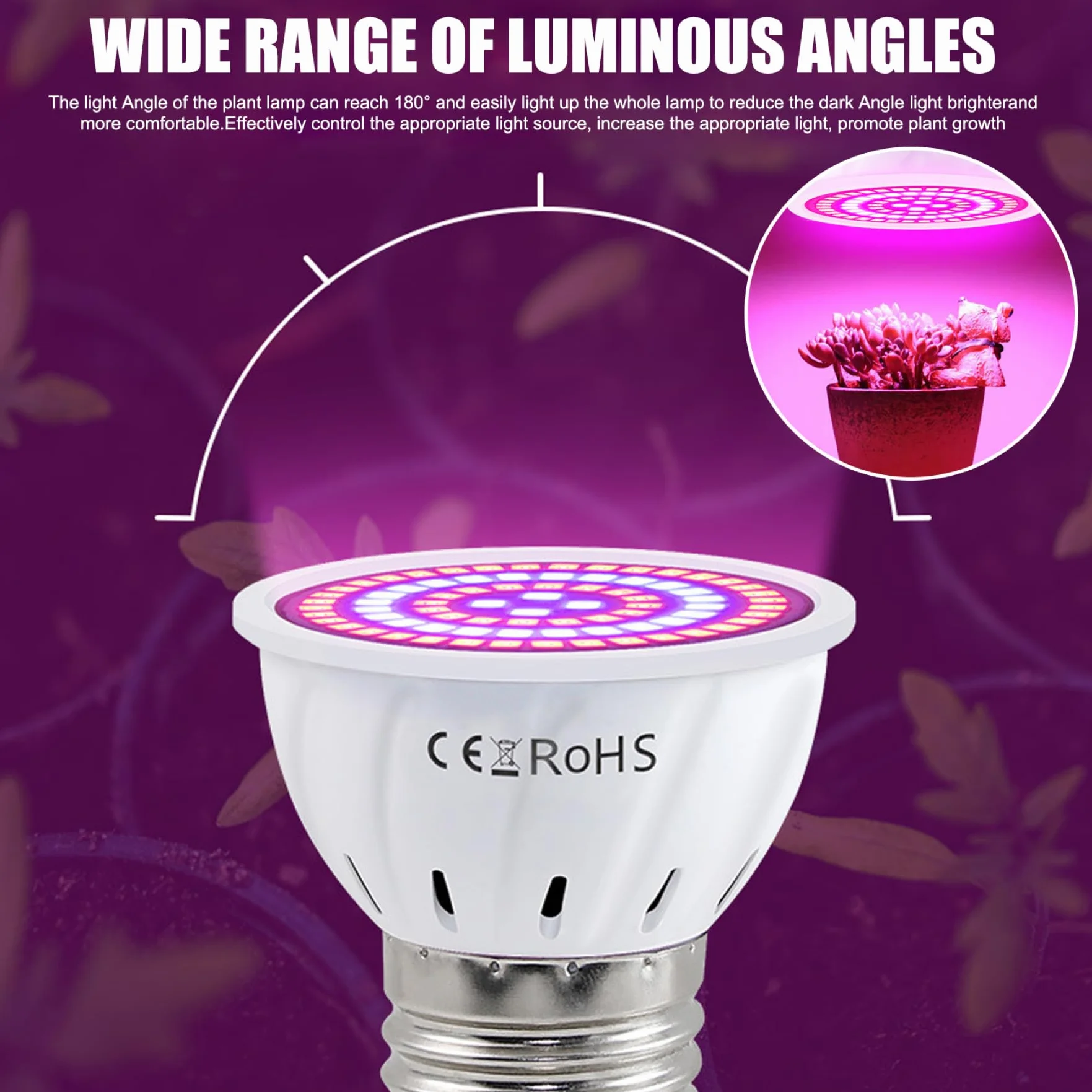 Lot de 2 ampoules de culture LED E27 spectre complet pour plantes d'intérieur