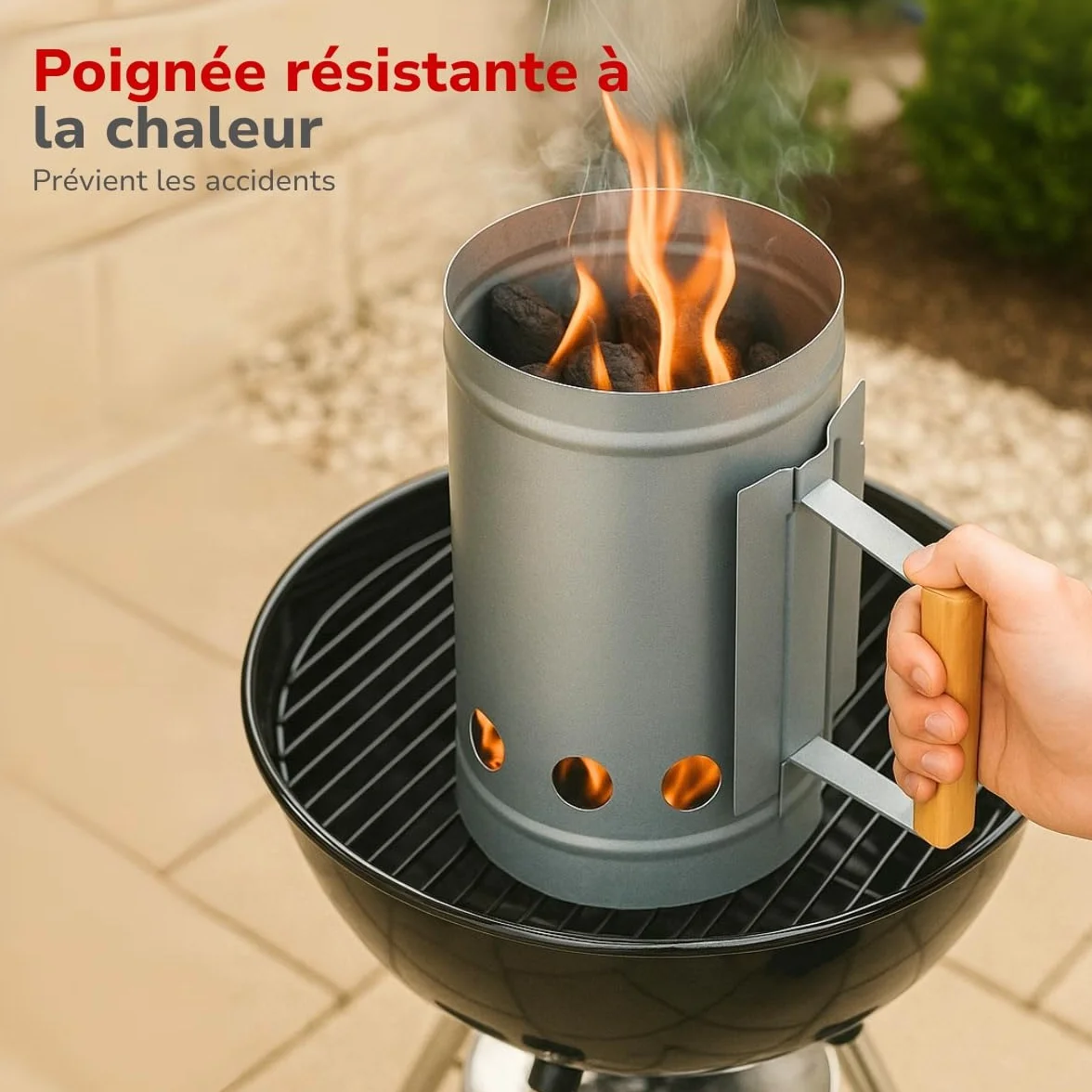 Alpina Démarreur de Charbon de Bois Ø16 cm X 27 cm - Allume-Feu pour Barbecue en Métal avec Poignée