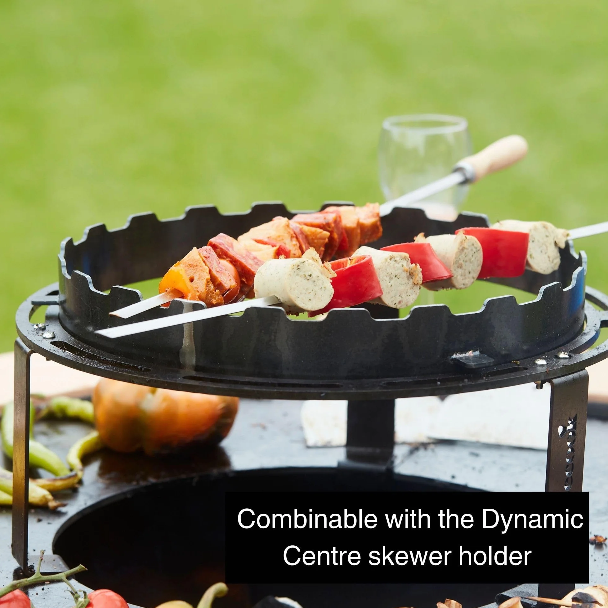 Barbecook Brochettes de Barbecue Réutilisables Set de 3 XL, Acier Inoxydable et Bois, 65cm
