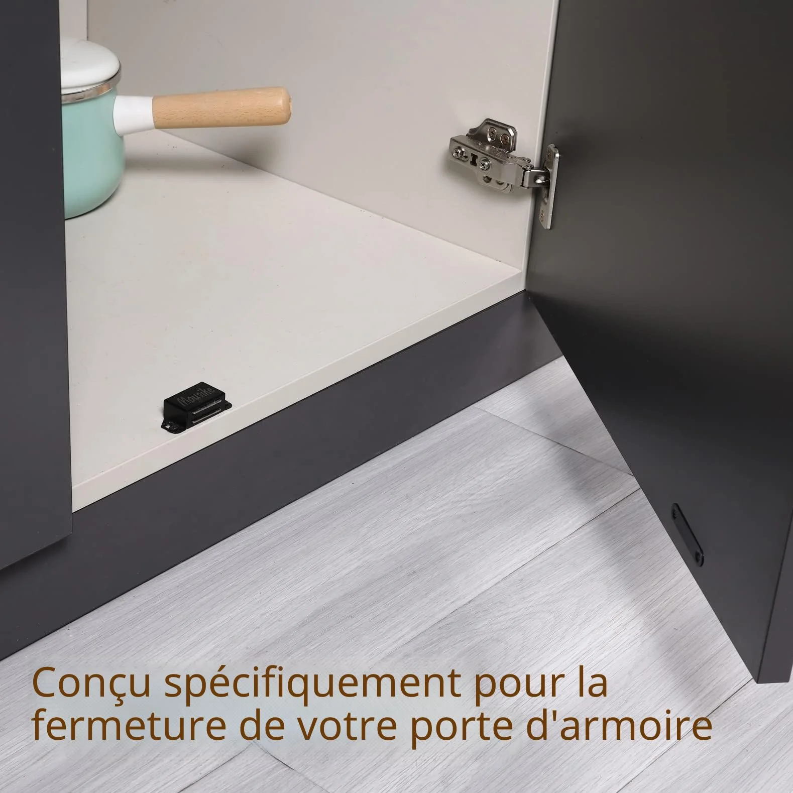 Mousike Aimants d'armoire 15KG Loquet de porte magnétique en acier inoxydable pour armoire de cuisine Loquet de tiroir de porte d'armoire (Paquet de 4)