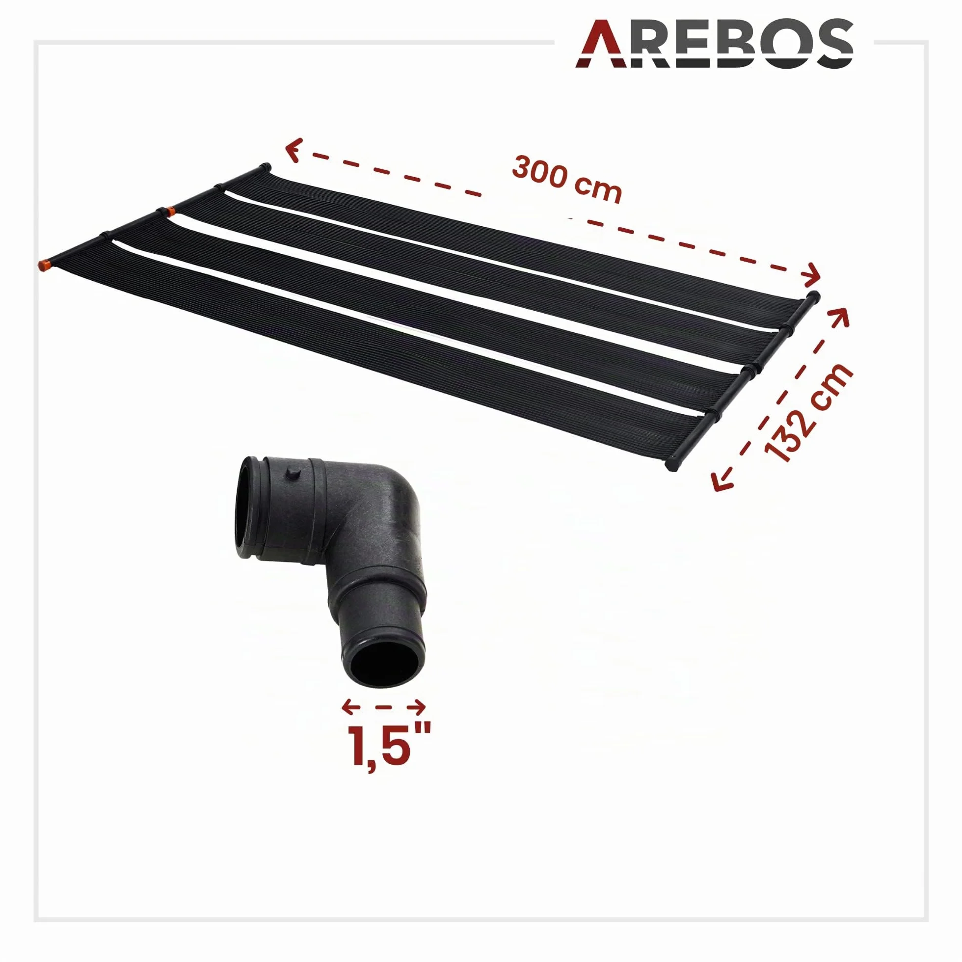 AREBOS Chauffage Solaire Collecteur Piscine Kit 300x66 cm Noir UV Résistant Extensible