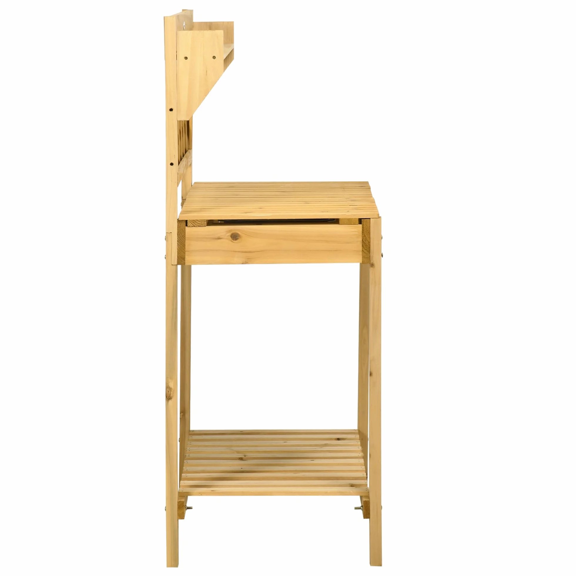 Outsunny Table de rempotage en Bois avec évier coulissant 2 étagères 92 x 45 x 120 cm