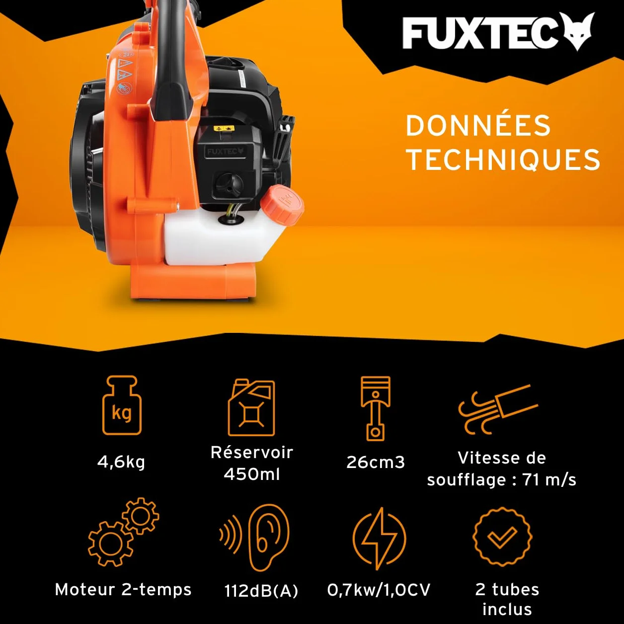 Souffleur De Feuilles Thermique 2en1 FUXTEC FX-LB126 71 m/s Aspirateur Broyeur