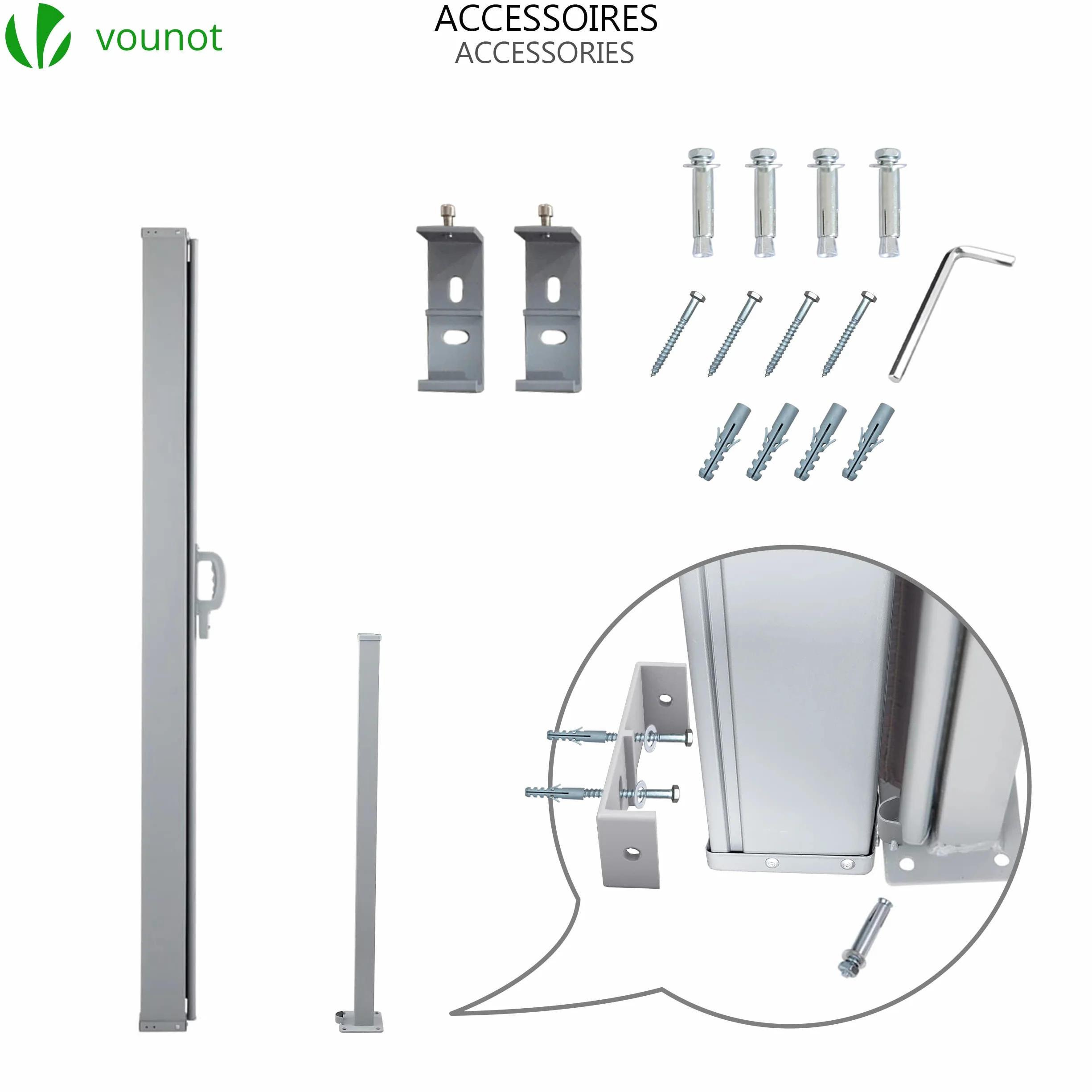 Paravent Rétractable Protection Solaire 140x300cm Auvent Rétractable Brise Vue Balcon Jardin Terrasse Anthracite