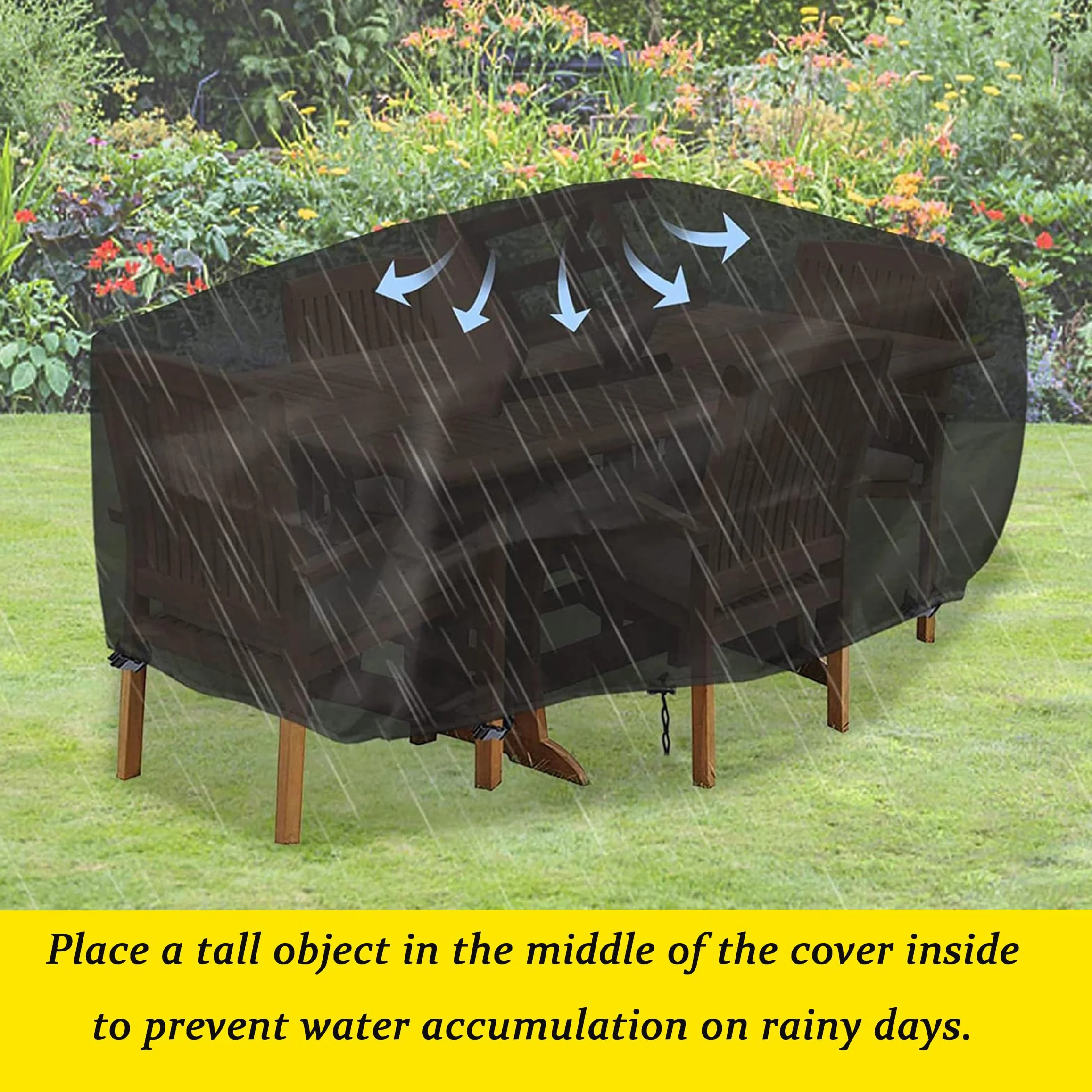 Housse de Salon de Jardin 170x90x60cm 420D Tissu Oxford Imperméable Anti-UV Coupe-Vent