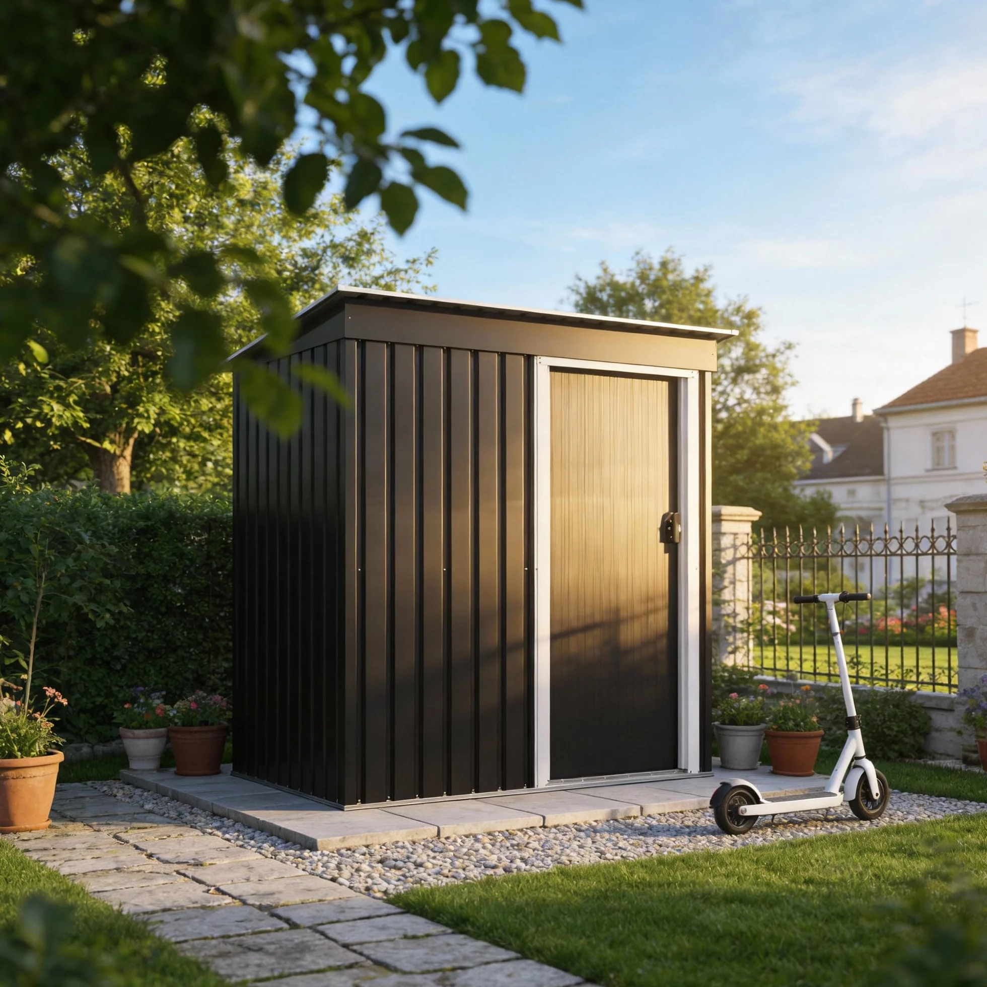 Devoko Abri de Jardin métallique 5x3 ft, Rangement extérieur ventilé résistant intempéries Noir