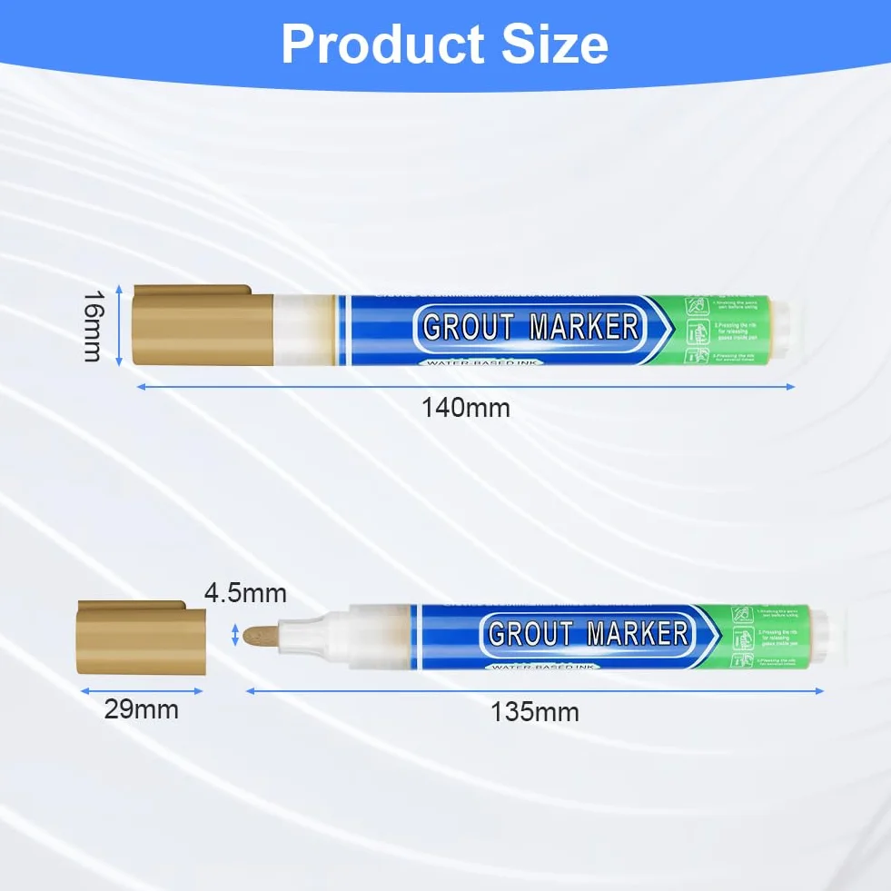 Flintronic Stylo Joint Carrelage, 6PCS Stylo de Carrelage à Coulis, Imperméable Marqueur Joints, Rénovateur de Coulis pour Salle de Bain, Cuisine, Carrelage, Sol