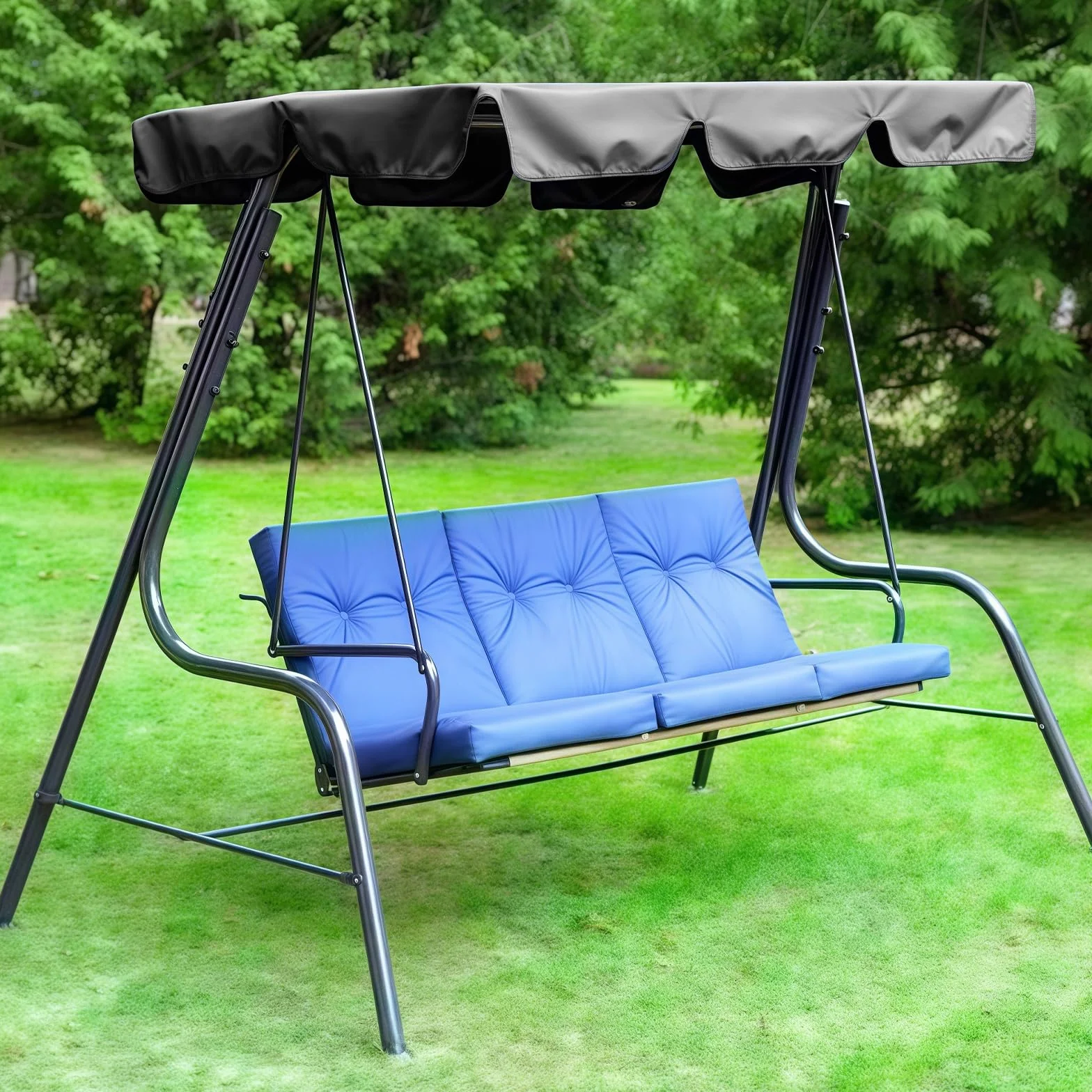 Toit De Rechange pour Balancelle De Jardin 195 x 125 x 15cm Imperméable Canopée Universelle Gris Foncé
