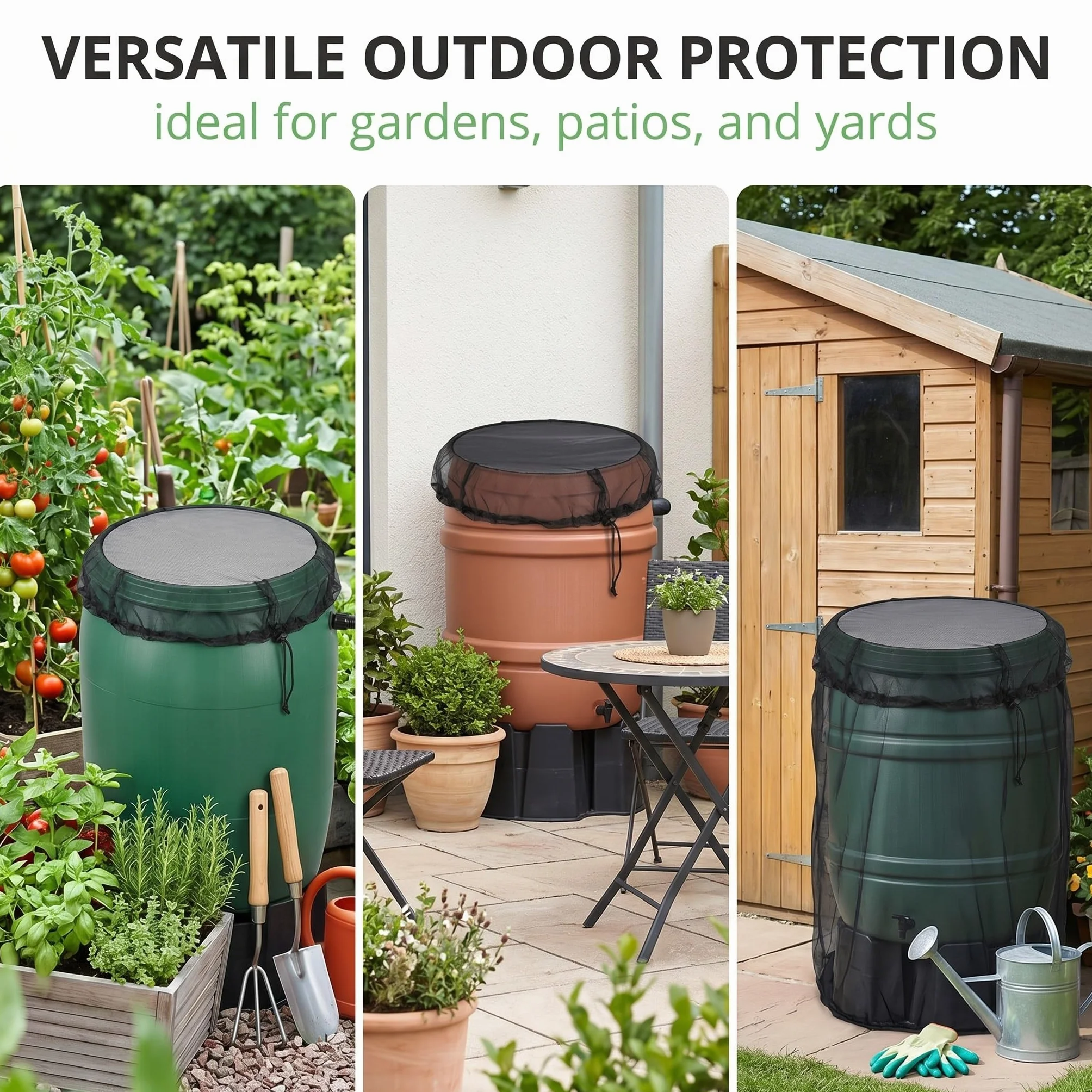 Filet Anti-Moustique pour Citerne de Pluie 60cm Protection Recuperateur Eau de Pluie