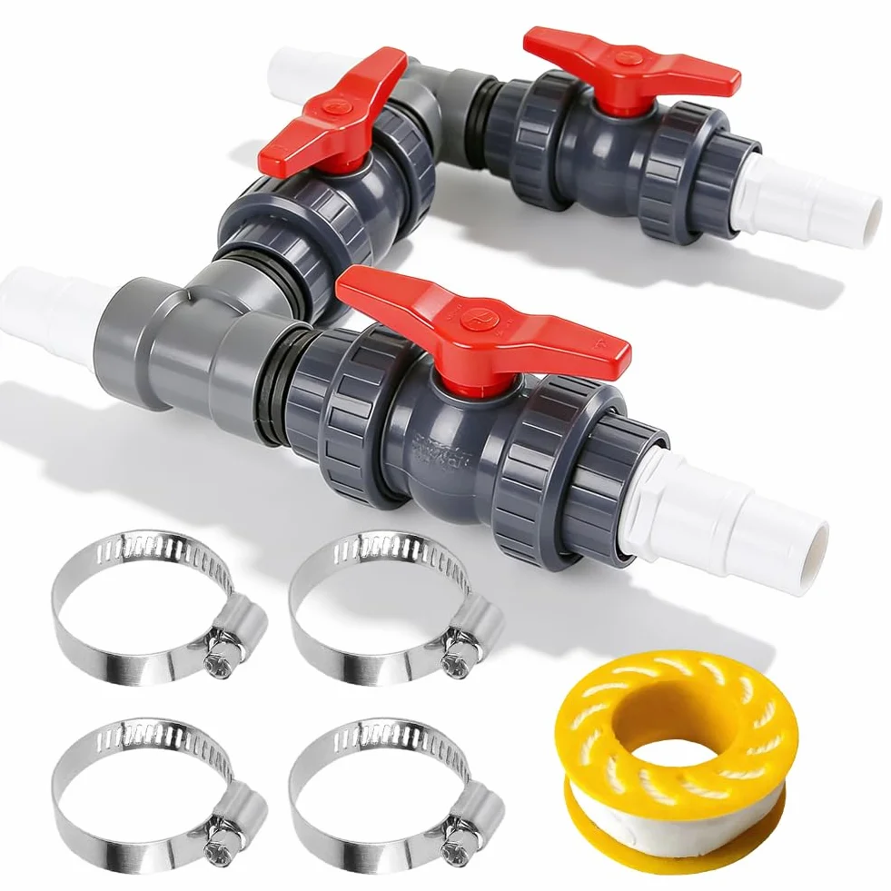 Kit de dérivation pour pompe à chaleur Ø 50 mm, tuyaux 32/38 mm, 3 robinets à boisseau sphérique