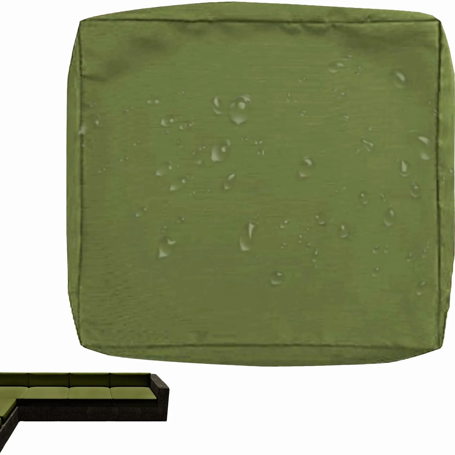Housse de Coussin de Canapé Exterieur Imperméable 60x60x10cm Vert avec Fermeture Éclair