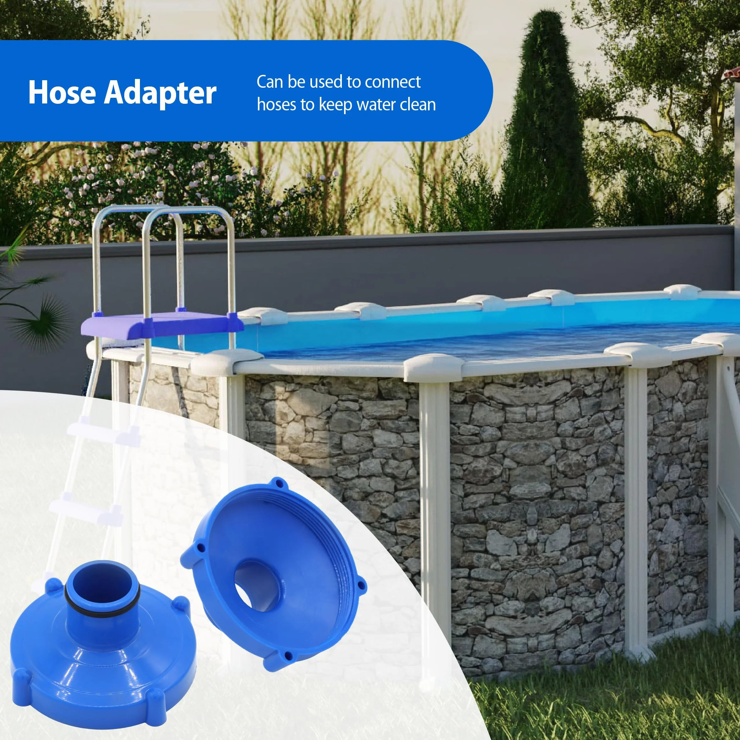 PF DOGGY Adaptateur Traîneau Raccord Vis 80 mm Tube 32 mm Bleu Compatible Filtre Intex 11070 Nettoyage Piscine