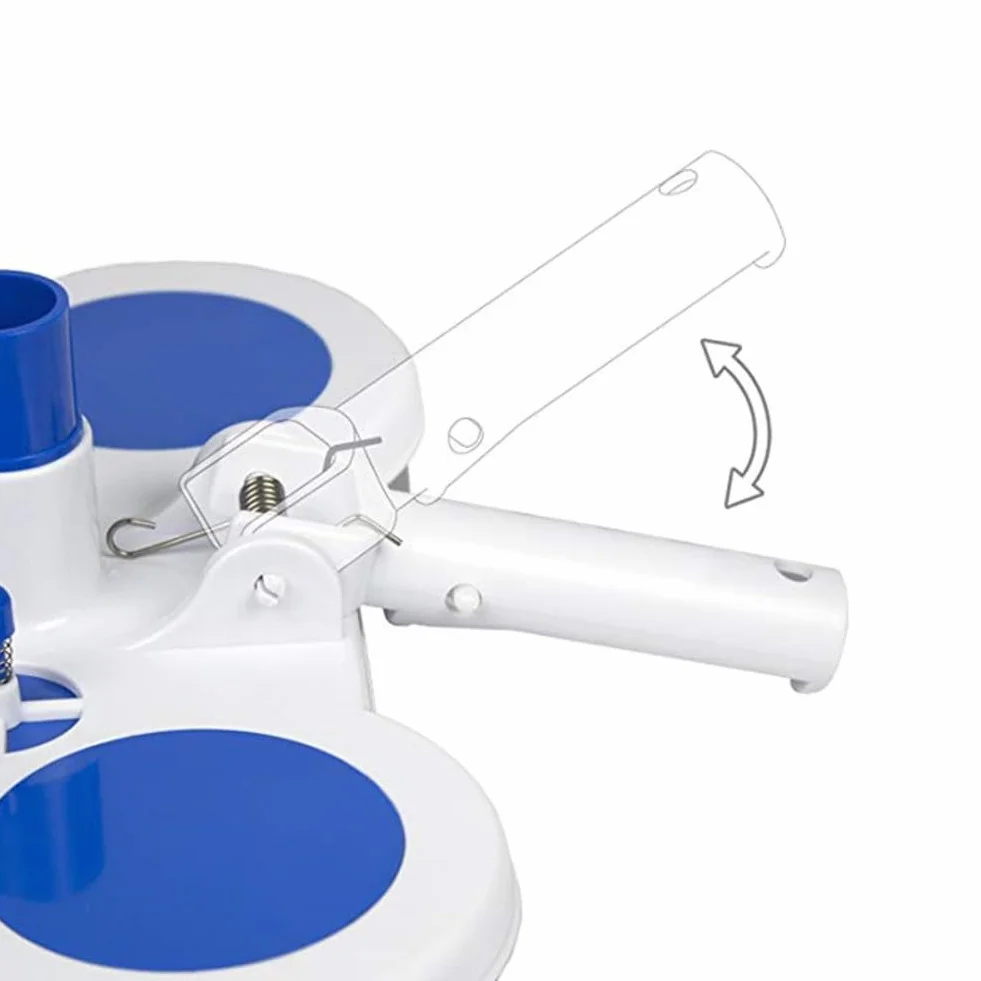 Brosse Tête d'Aspirateur de Piscine Lestée avec Valve Hydrostatique pour Carrelage, Vinyle, Fibre de Verre, Compatible Poteaux Standard Bleu Blanc
