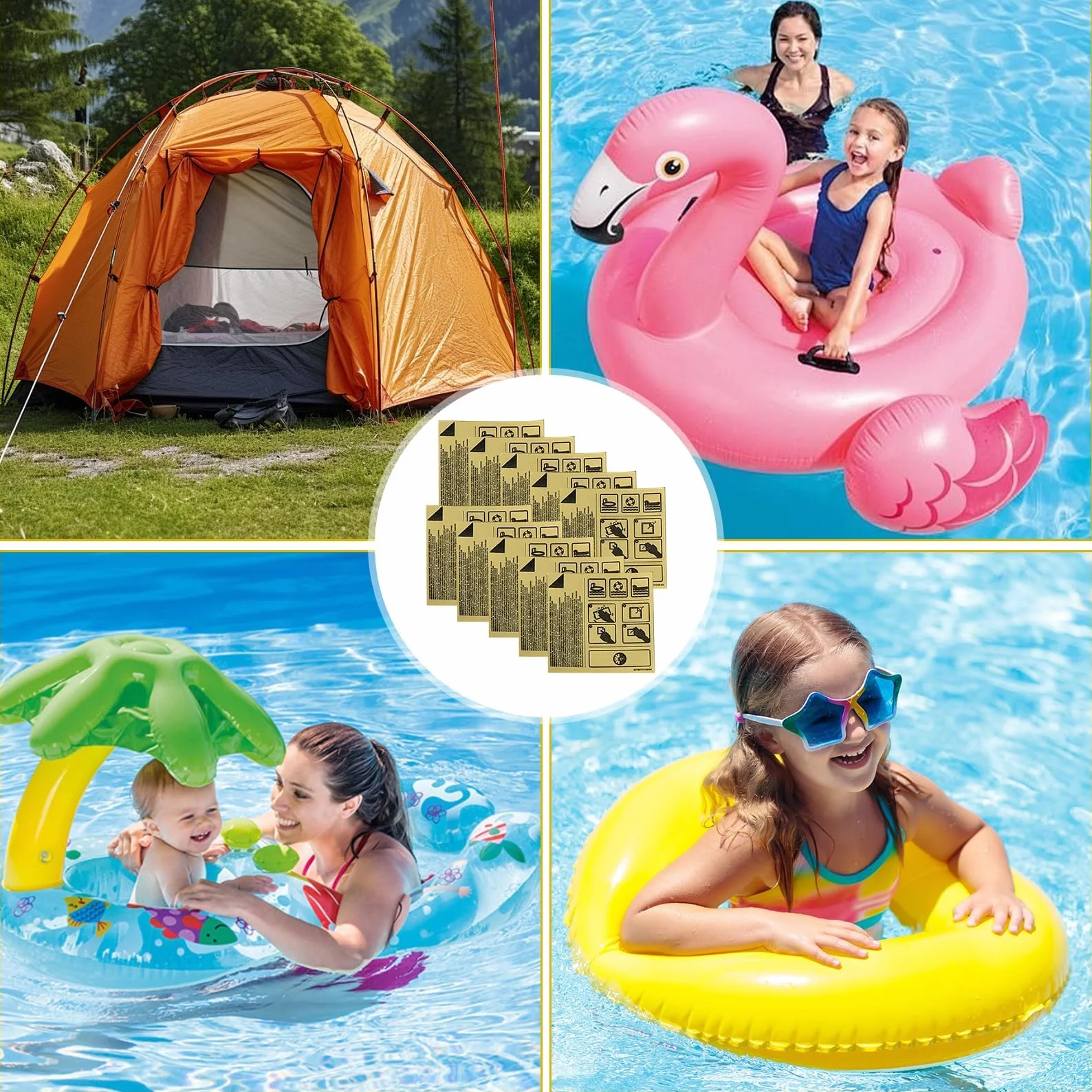 Rustine Piscine 10 Pièces pour Matelas Gonflables, Bouée, Pataugeoire, Réparation Tentes Camping et Bateaux