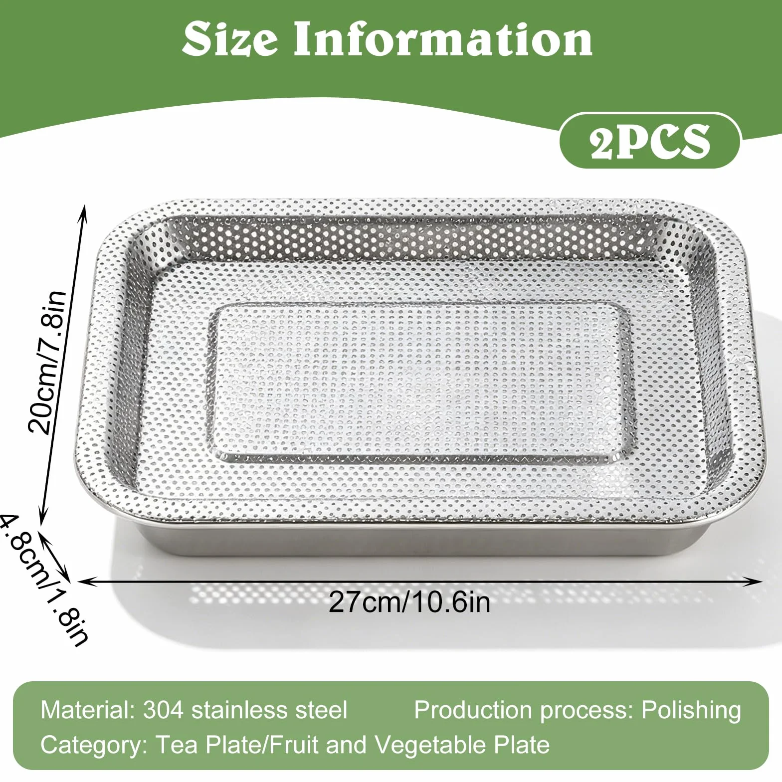 BORDEAG Lot de 2 bols à germination en acier inoxydable 27 x 20 x 4,8 cm Kit de culture de pousses