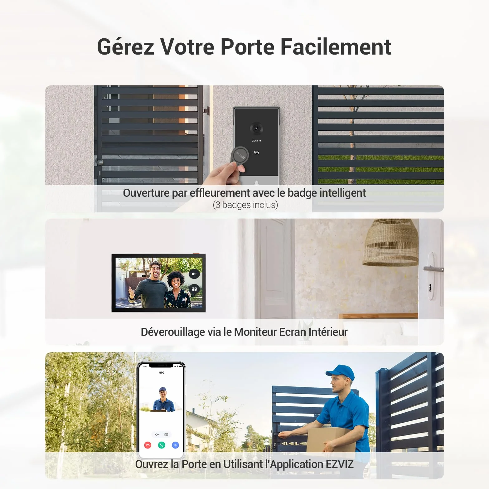 EZVIZ CP7 2K Visiophone Connecté Interphone Vidéo 7 Pouces Moniteur Tactile Unlock à Distance 2 Fils Détection Humaine RFID Audio Bidirectionnel Vision Nocturne Étanche WiFi bi-Bande