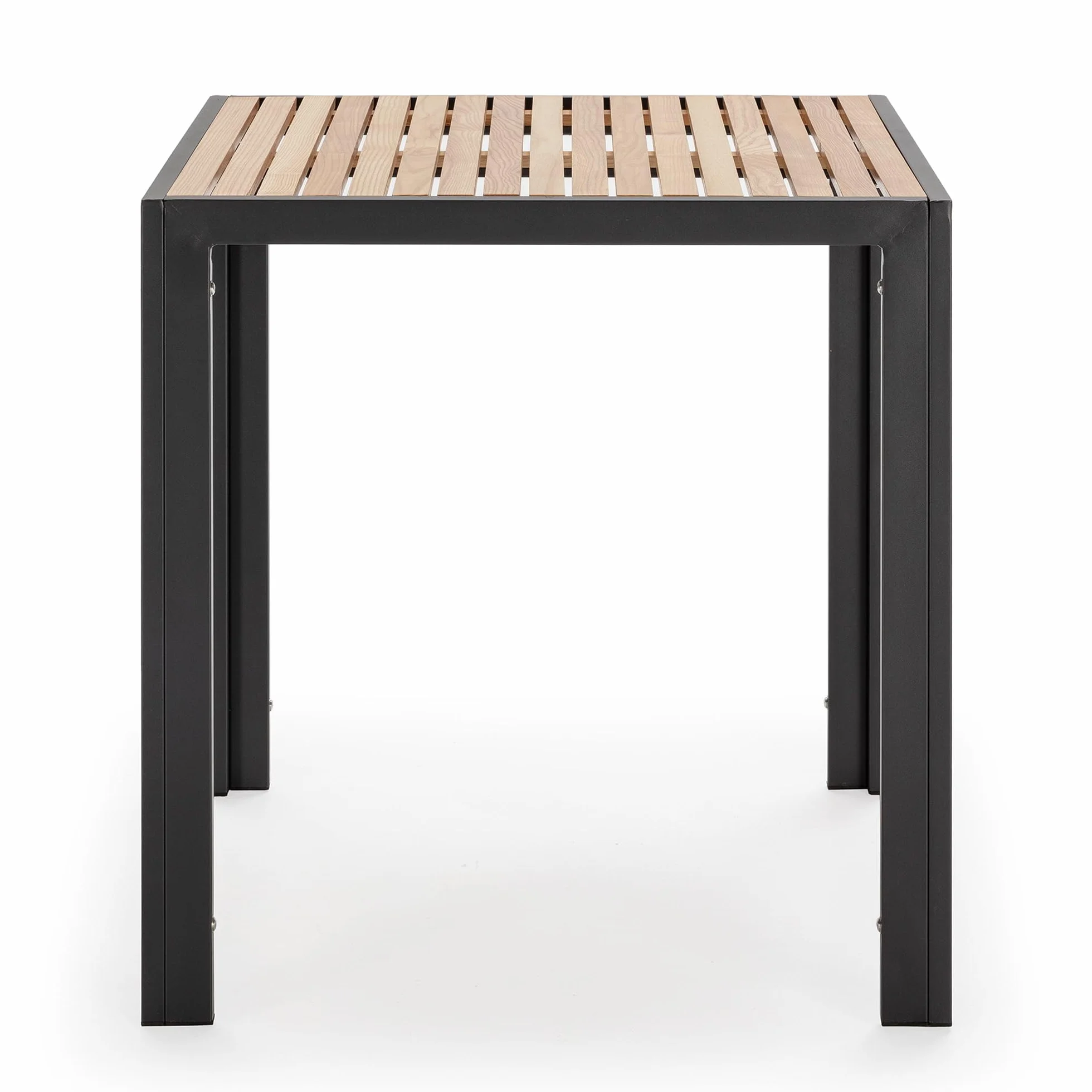 HOMN LIVING Table de Jardin carrée 70x70x72 cm Bois Métal Noir
